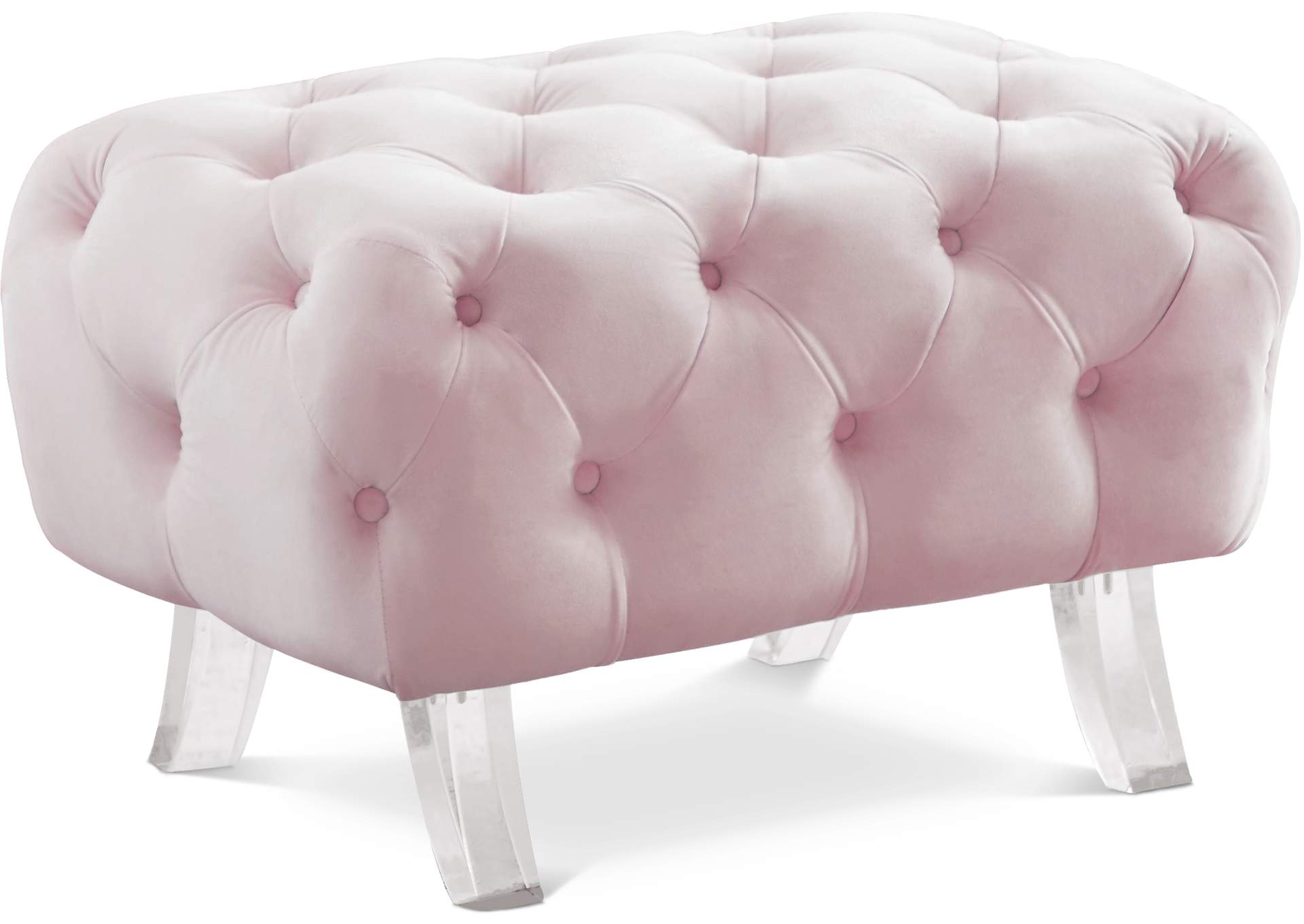 Crescent Pink Velvet Ottoman,Meridian Furniture