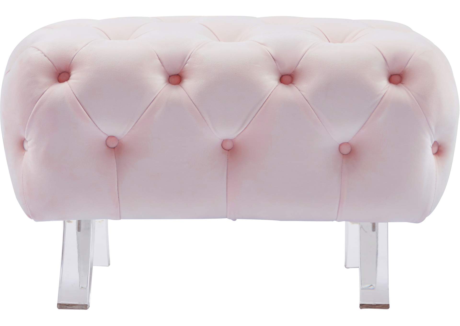 Crescent Pink Velvet Ottoman,Meridian Furniture