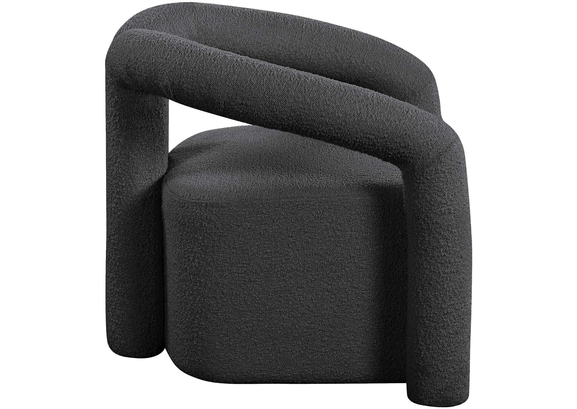 Ottoman Black Boucle Fabric Accent Chair,Meridian Furniture