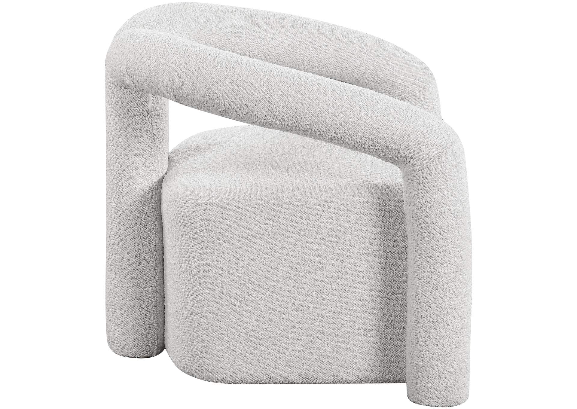 Ottoman Cream Boucle Fabric Accent Chair,Meridian Furniture