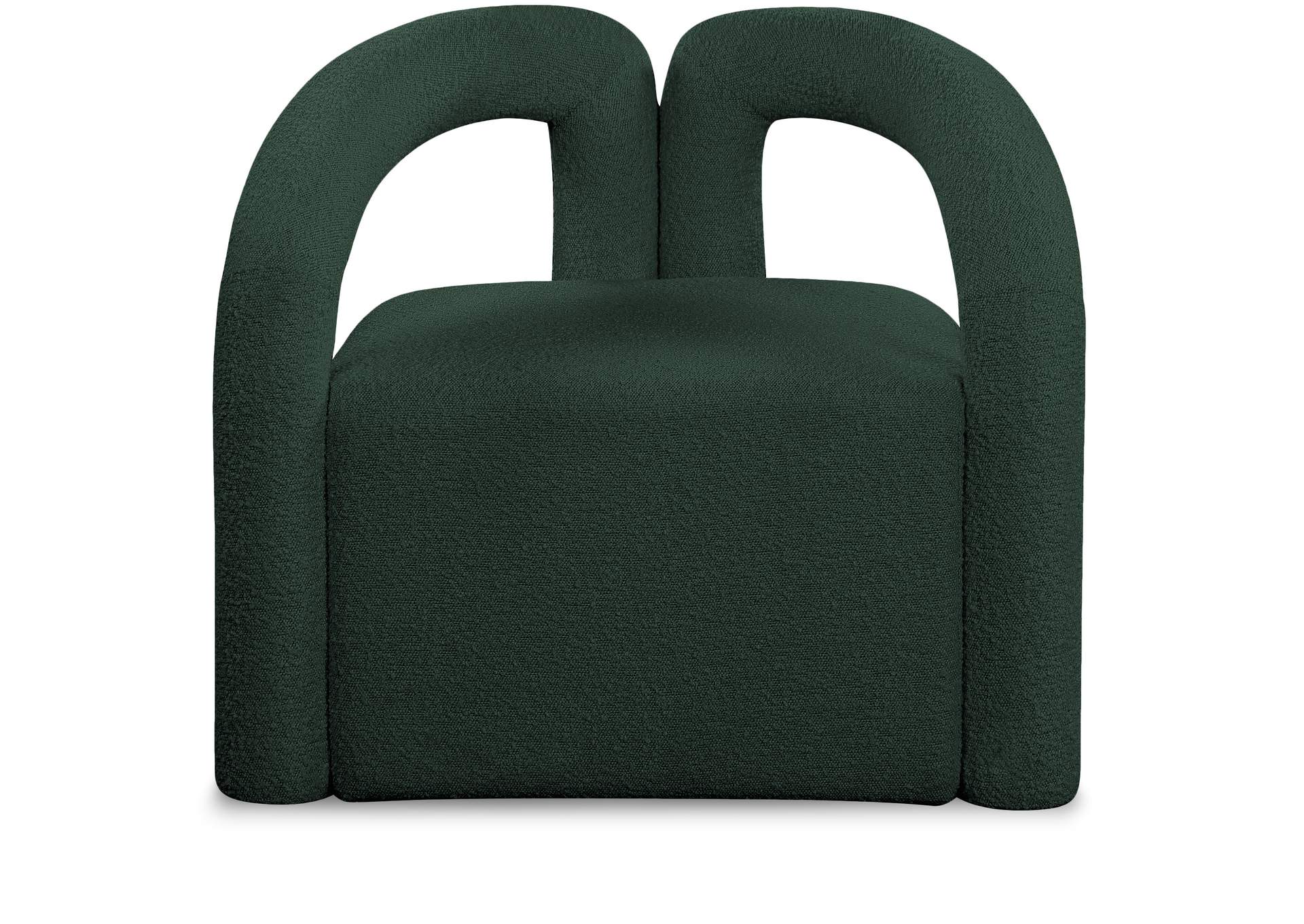 Ottoman Green Boucle Fabric Accent Chair,Meridian Furniture