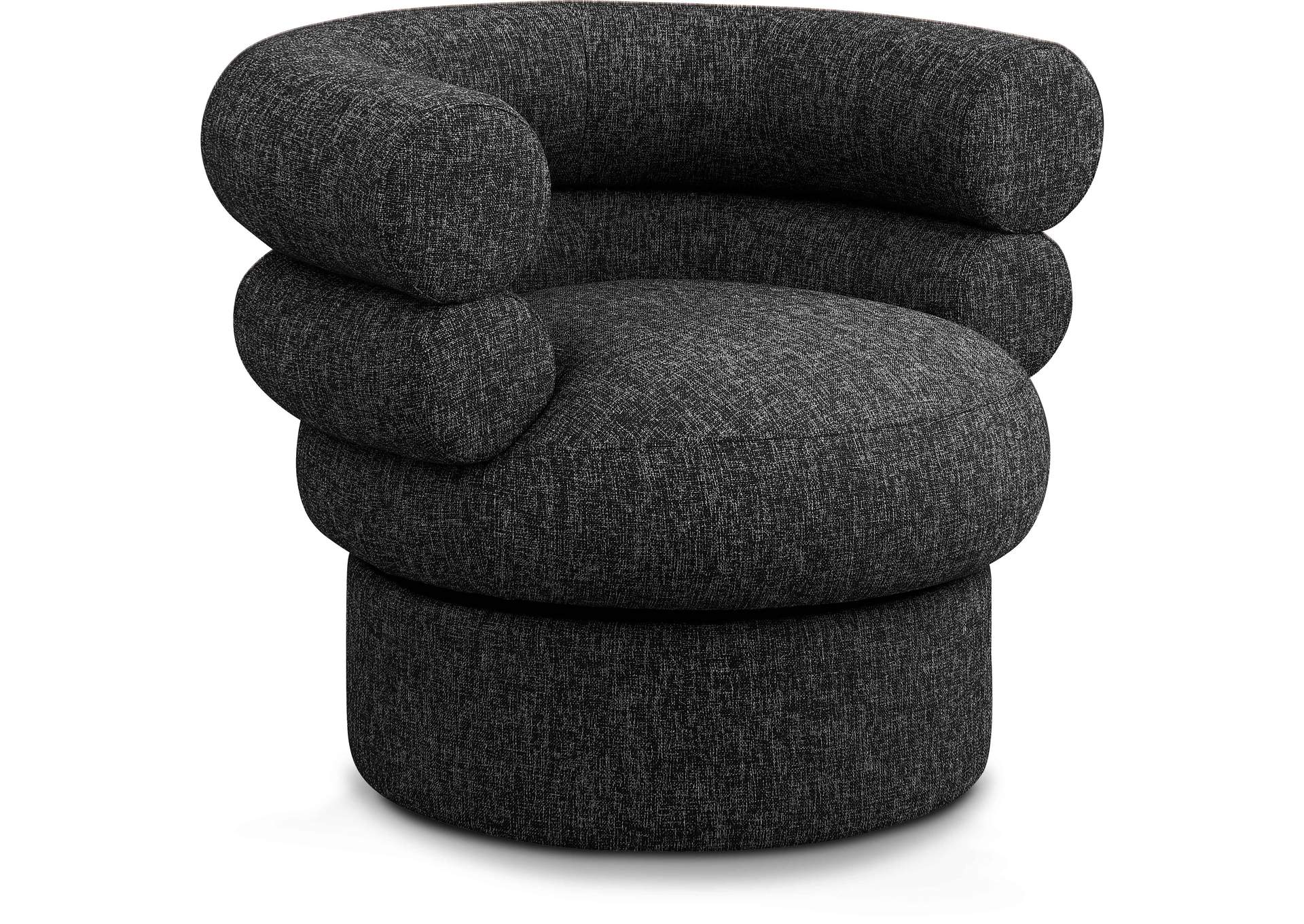 Valentina Black Linen Textured Fabric Accent Swivel Chair,Meridian Furniture