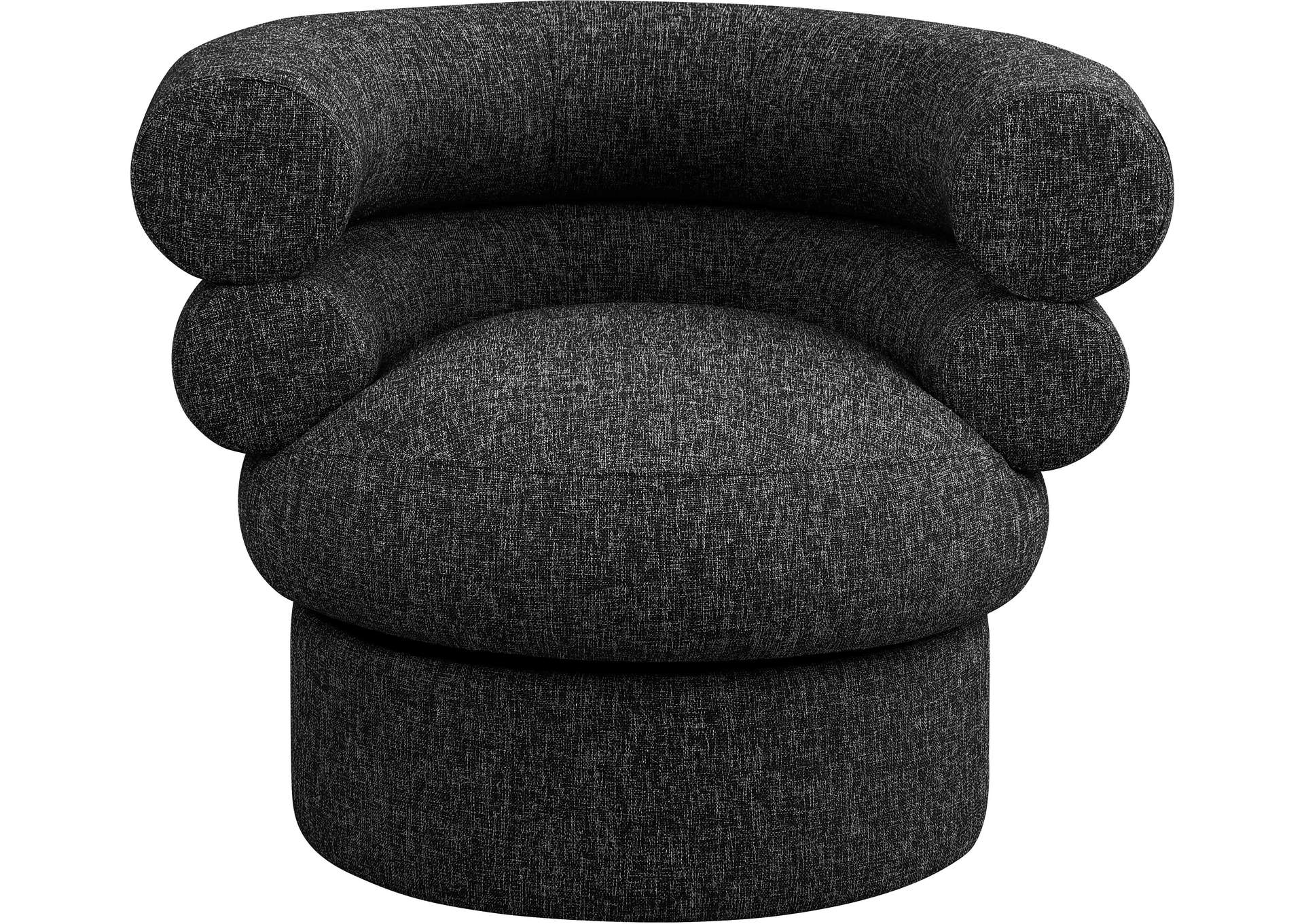 Valentina Black Linen Textured Fabric Accent Swivel Chair,Meridian Furniture