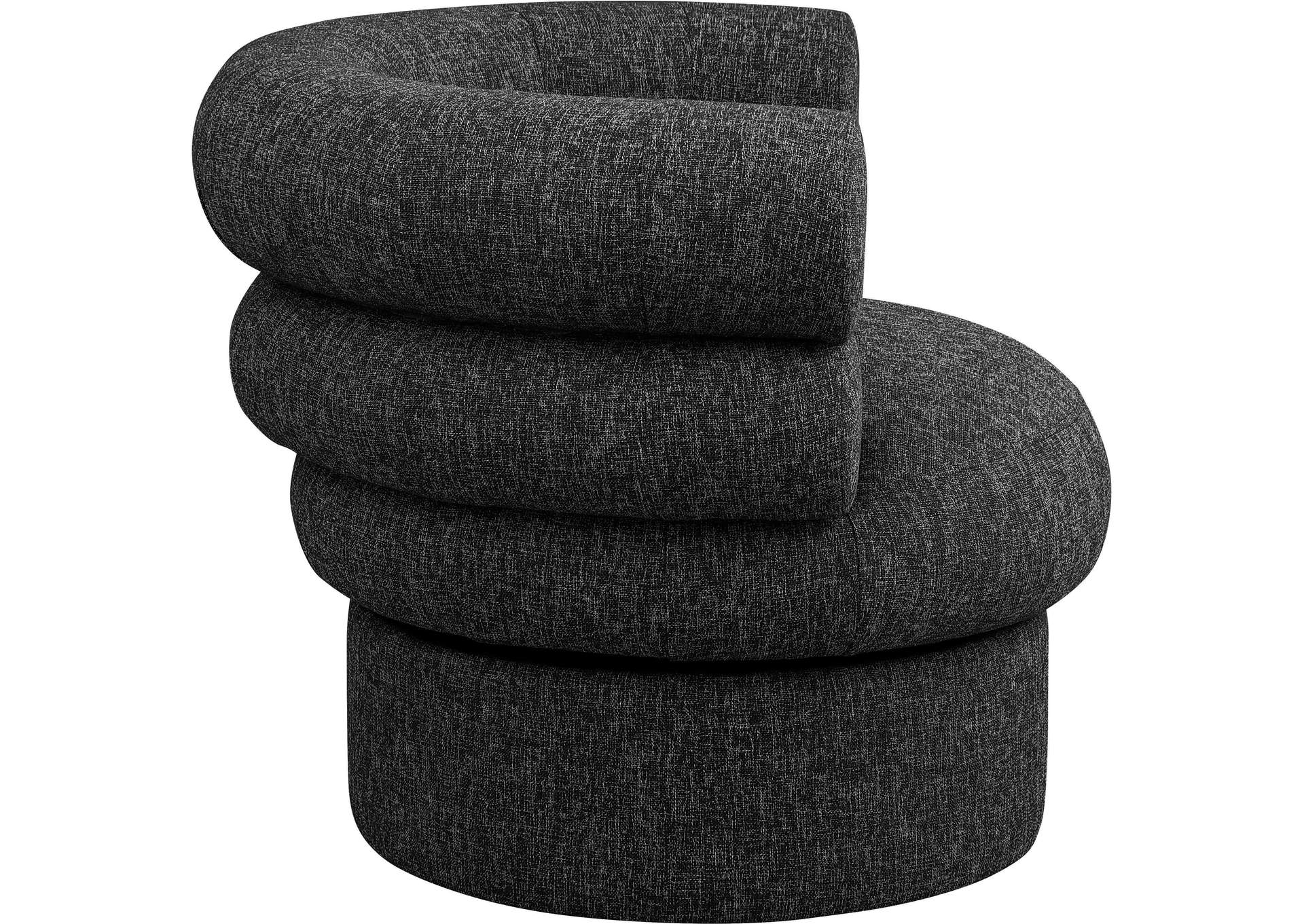 Valentina Black Linen Textured Fabric Accent Swivel Chair,Meridian Furniture