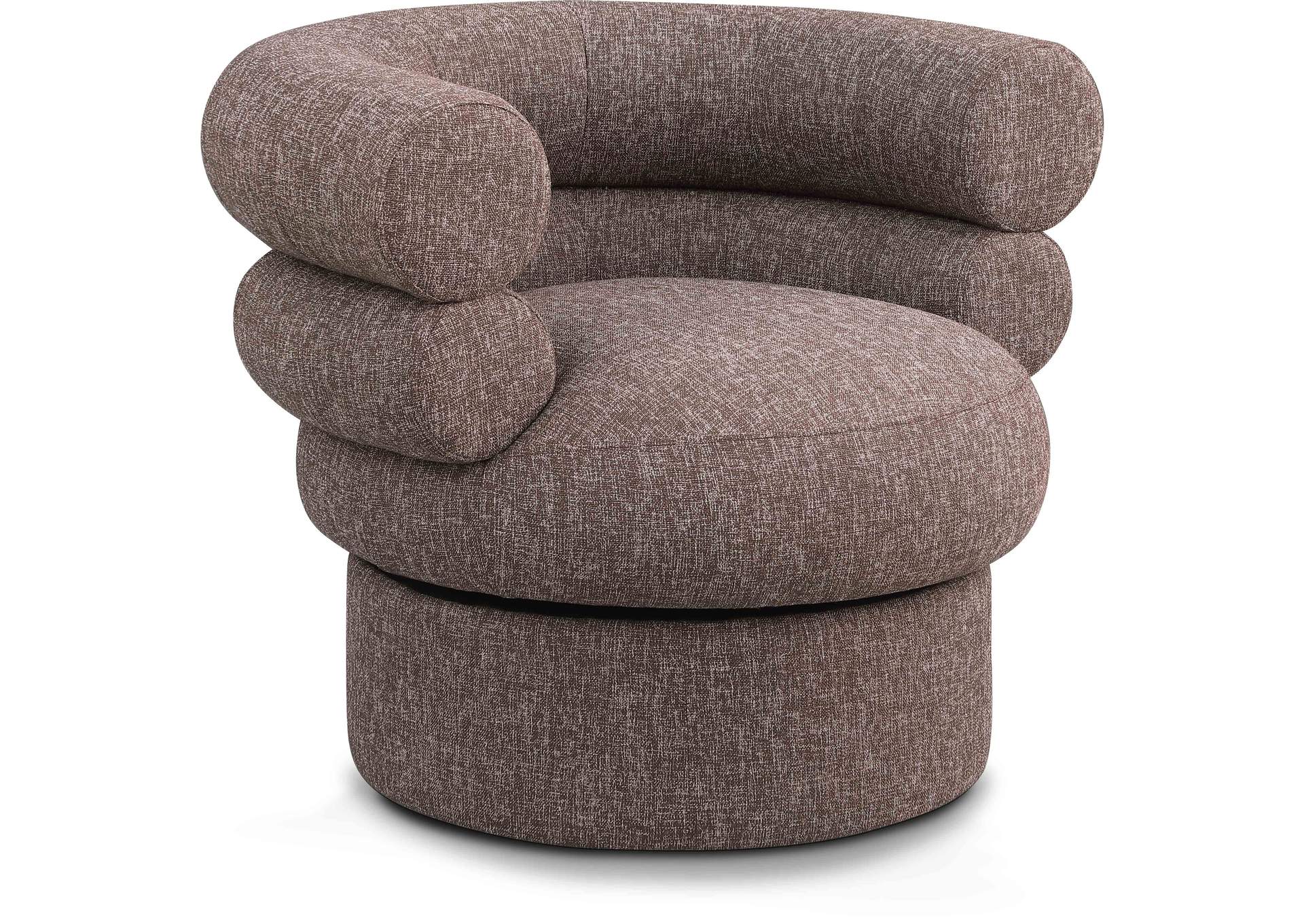 Valentina Brown Linen Textured Fabric Accent Swivel Chair,Meridian Furniture