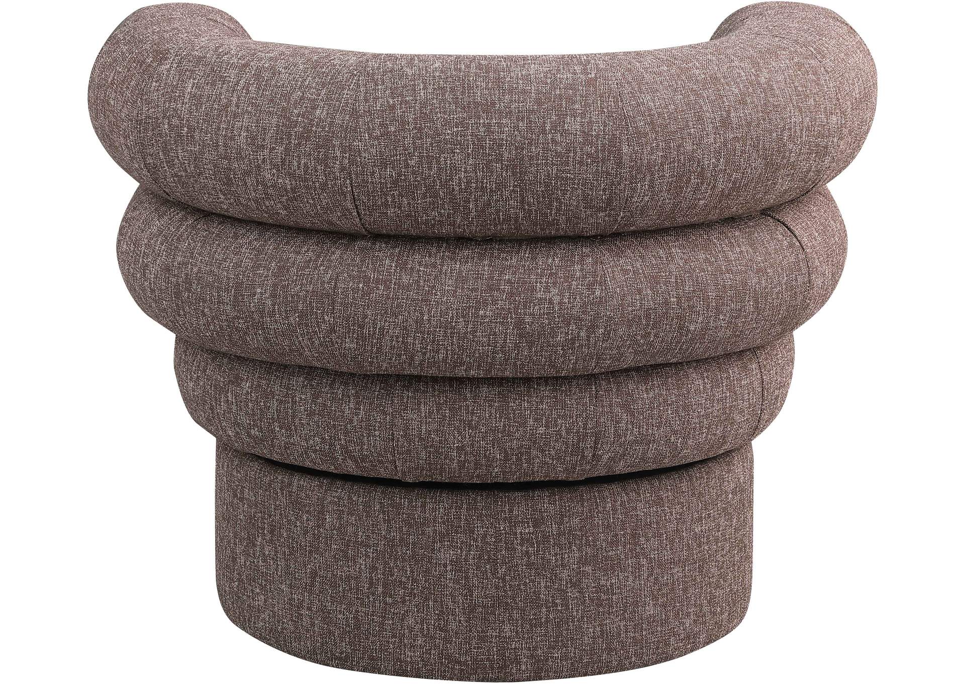 Valentina Brown Linen Textured Fabric Accent Swivel Chair,Meridian Furniture