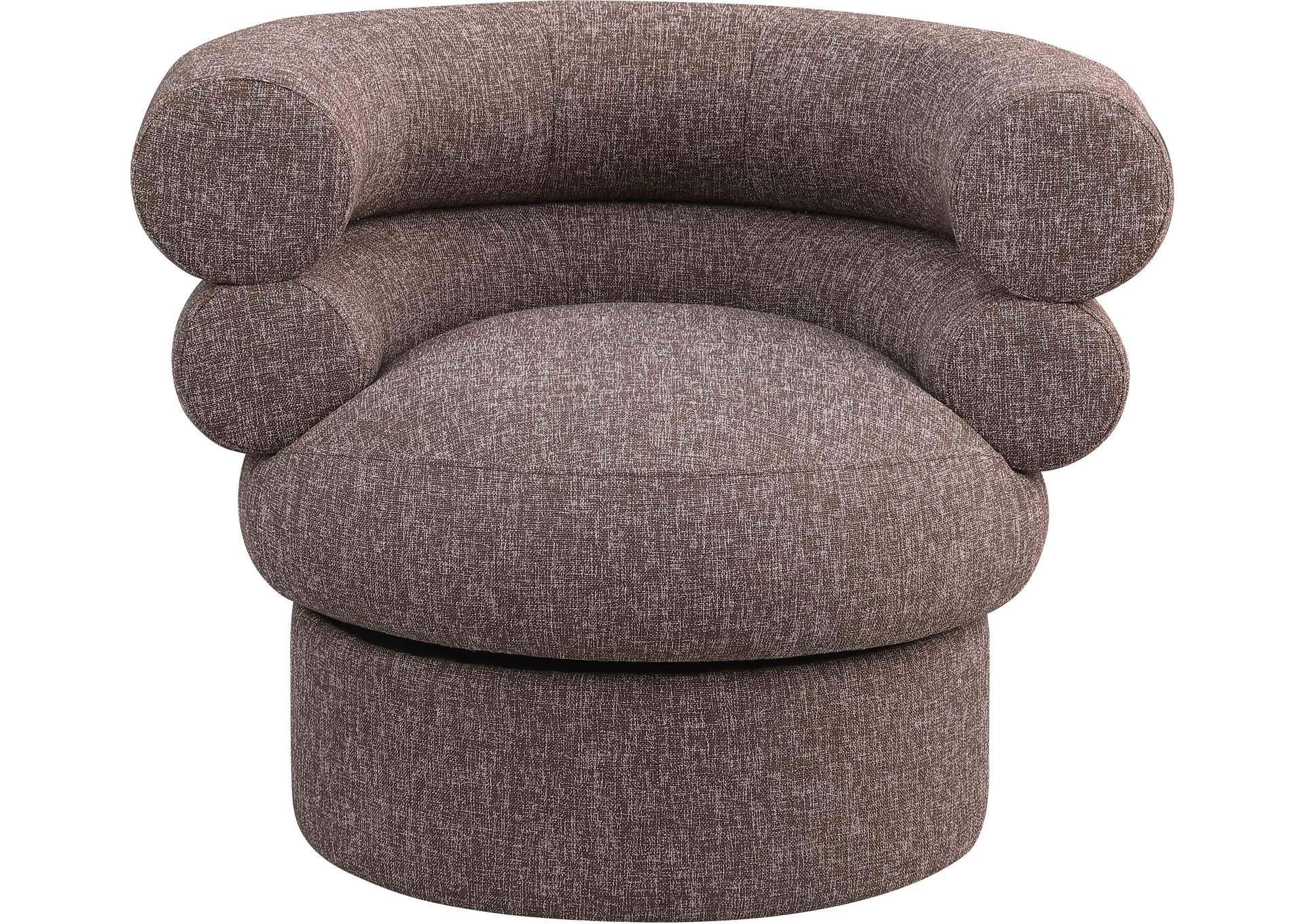 Valentina Brown Linen Textured Fabric Accent Swivel Chair,Meridian Furniture