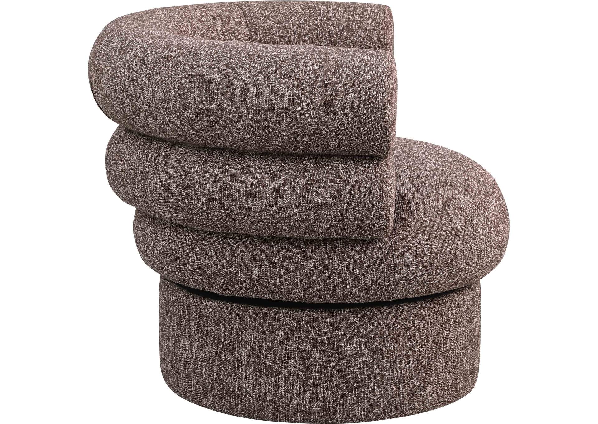 Valentina Brown Linen Textured Fabric Accent Swivel Chair,Meridian Furniture