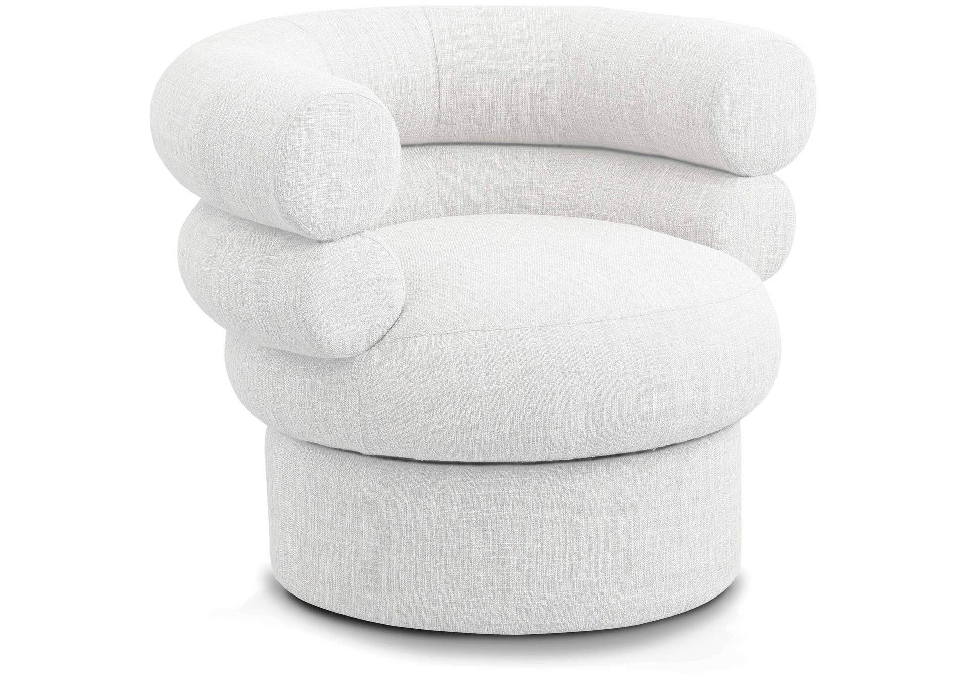 Valentina Cream Linen Textured Fabric Accent Swivel Chair,Meridian Furniture