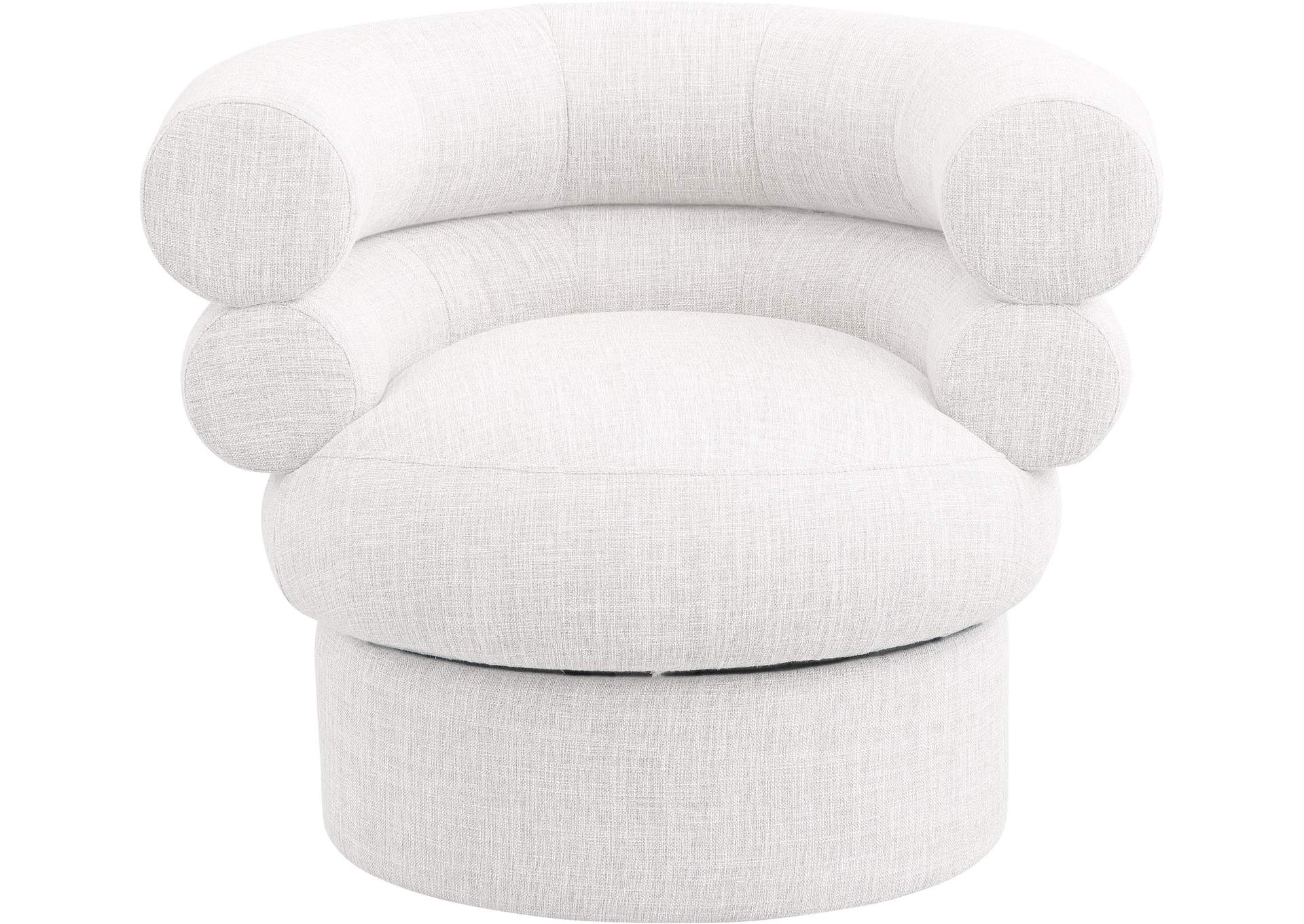 Valentina Cream Linen Textured Fabric Accent Swivel Chair,Meridian Furniture