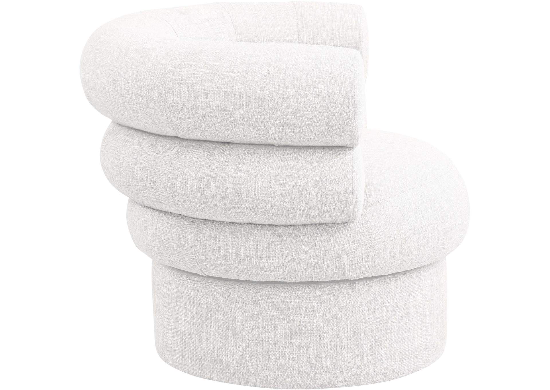 Valentina Cream Linen Textured Fabric Accent Swivel Chair,Meridian Furniture