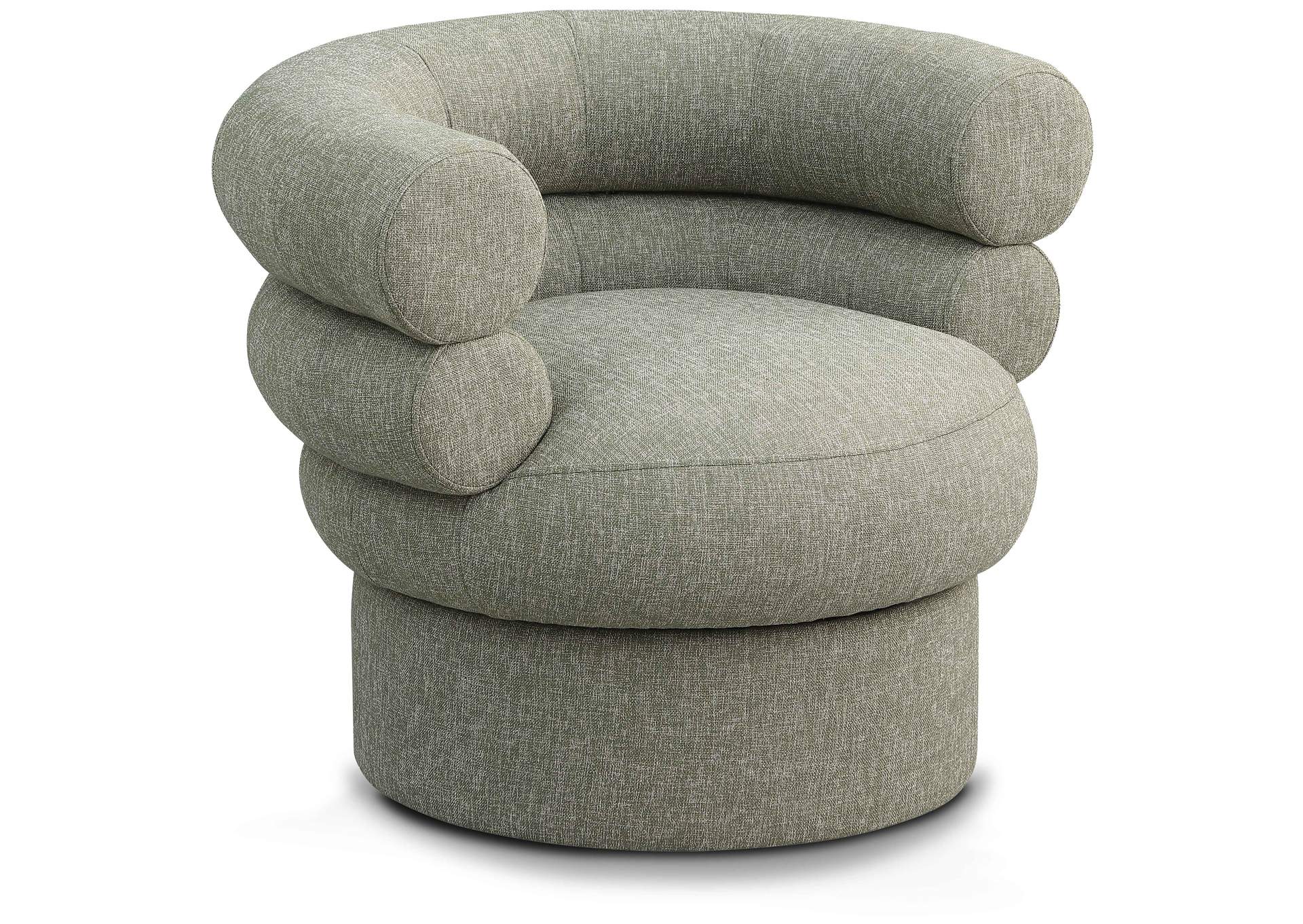 Valentina Green Linen Textured Fabric Accent Swivel Chair,Meridian Furniture