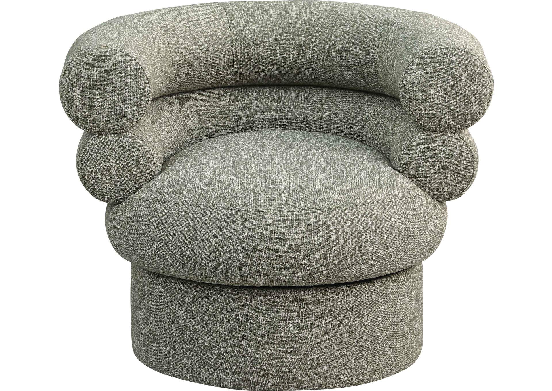 Valentina Green Linen Textured Fabric Accent Swivel Chair,Meridian Furniture