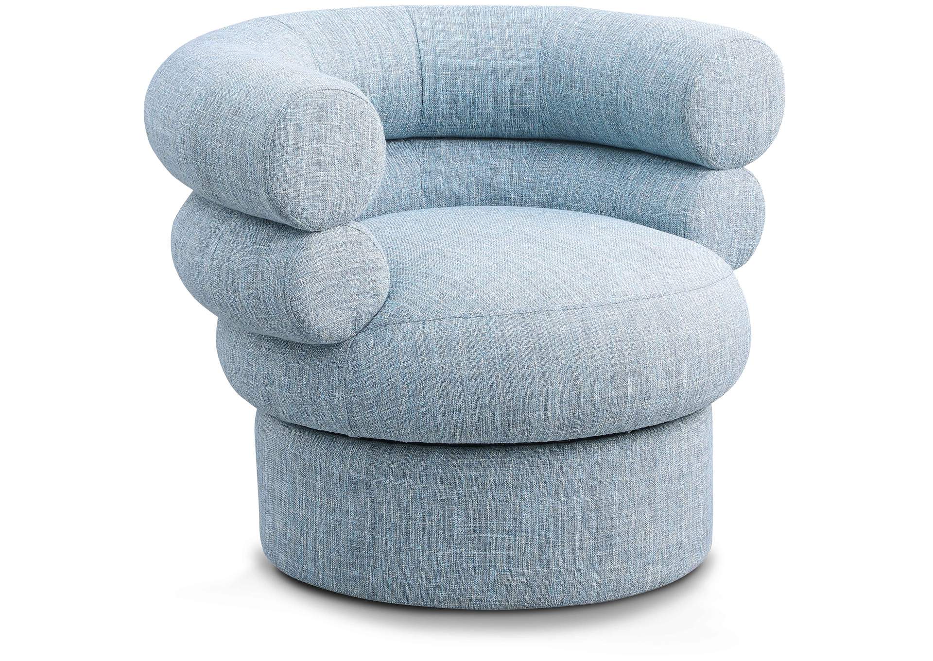 Valentina Light Blue Linen Textured Fabric Accent Swivel Chair,Meridian Furniture