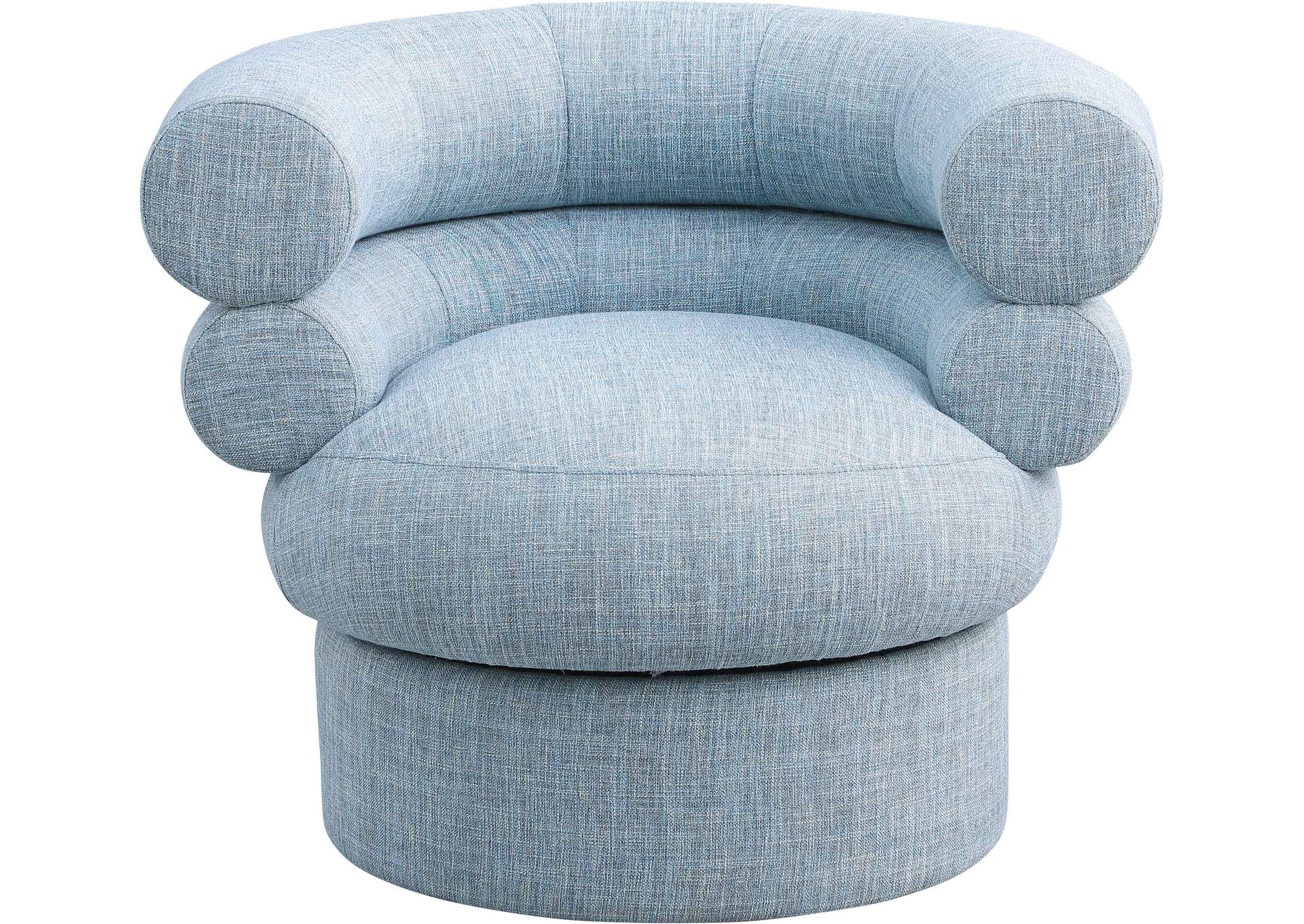 Valentina Light Blue Linen Textured Fabric Accent Swivel Chair,Meridian Furniture