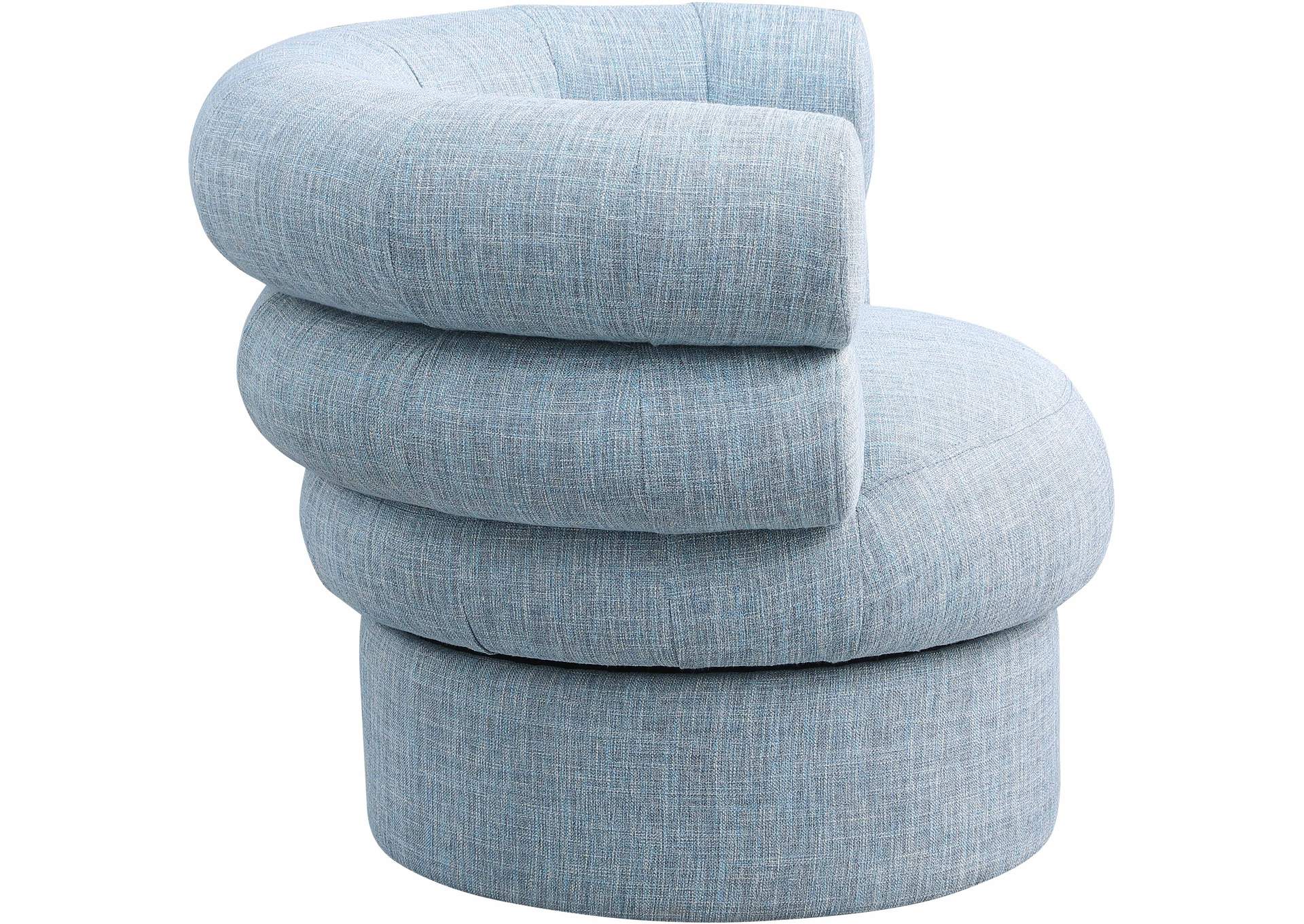 Valentina Light Blue Linen Textured Fabric Accent Swivel Chair,Meridian Furniture