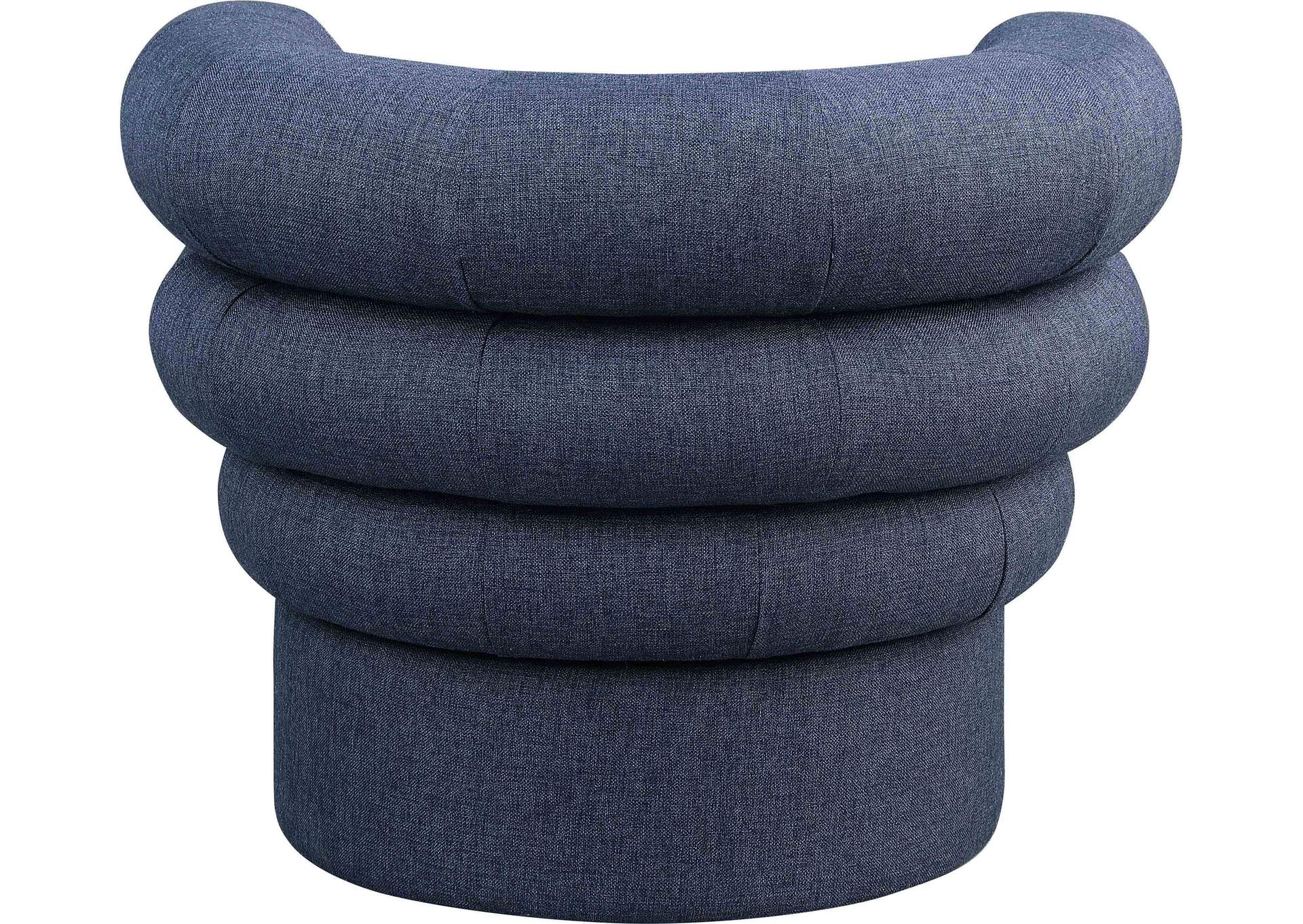 Valentina Dark Navy Linen Textured Fabric Accent Swivel Chair,Meridian Furniture