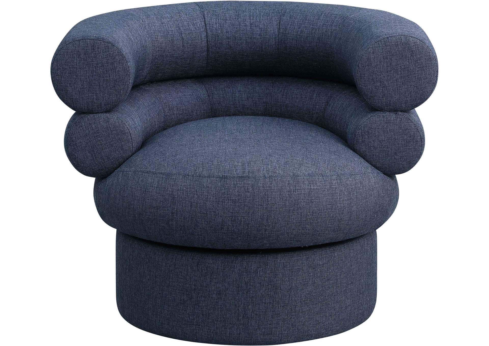 Valentina Dark Navy Linen Textured Fabric Accent Swivel Chair,Meridian Furniture