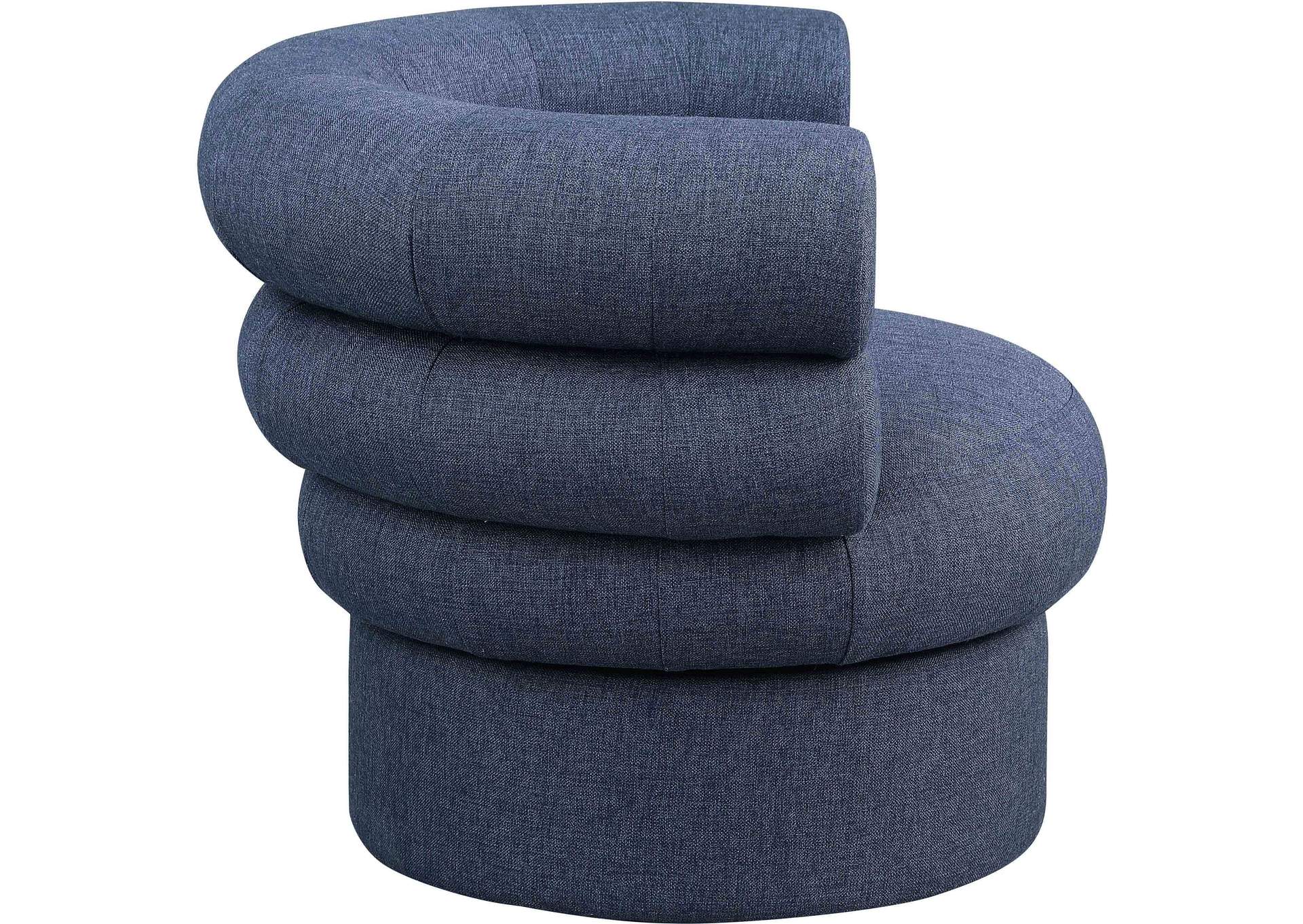 Valentina Dark Navy Linen Textured Fabric Accent Swivel Chair,Meridian Furniture