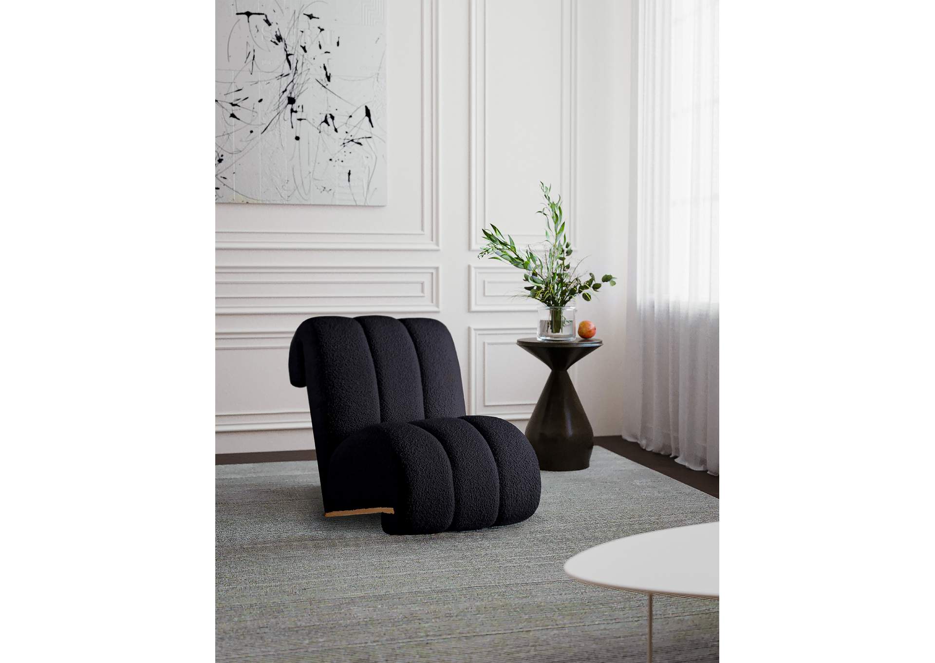 Swoon Black Faux Sheepskin Accent Chair,Meridian Furniture