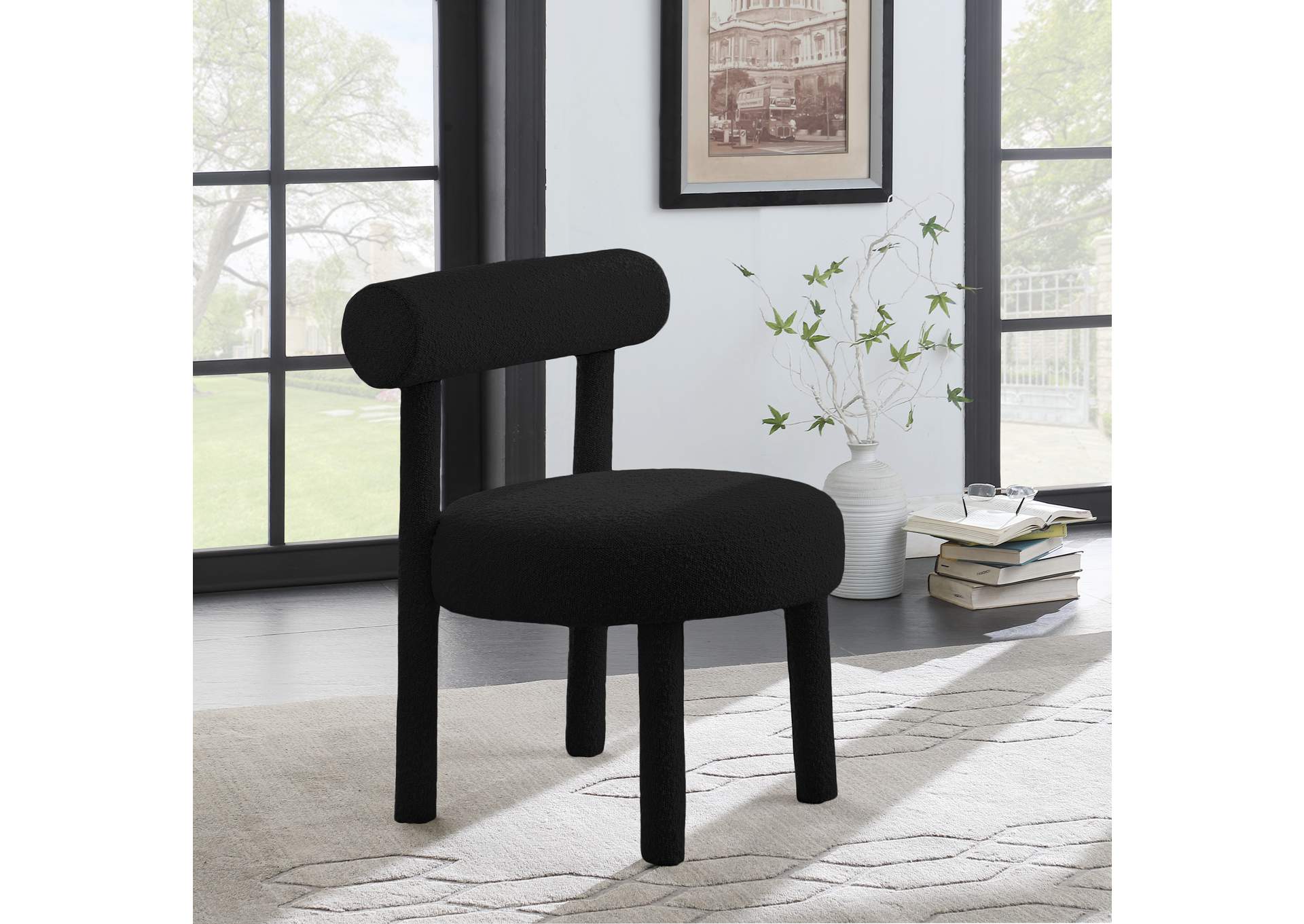 Parlor Black Boucle Fabric Accent Chair,Meridian Furniture