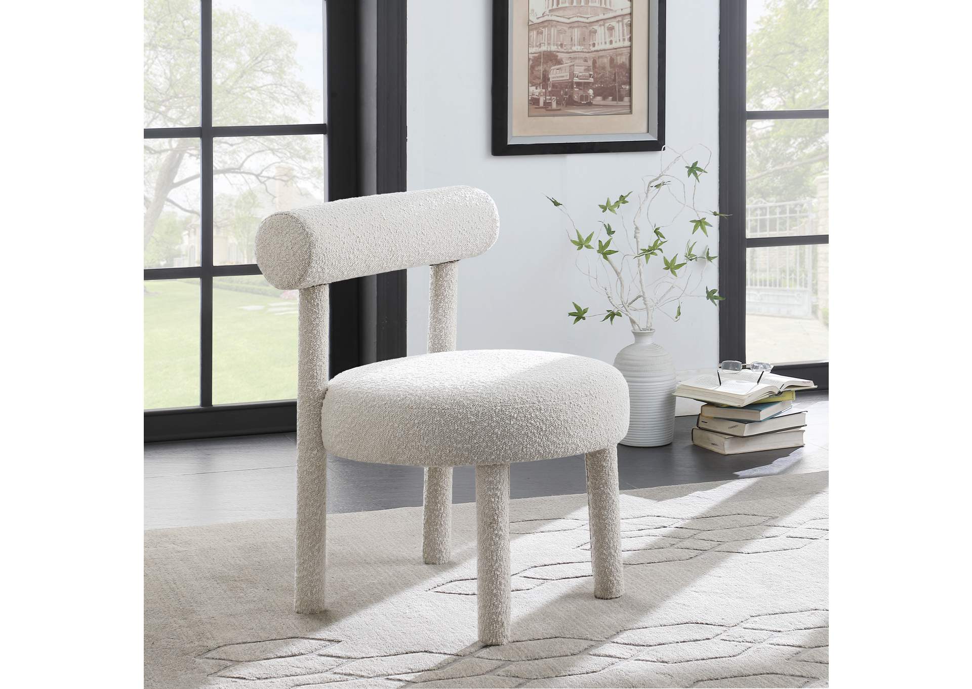 Parlor Cream Boucle Fabric Accent Chair,Meridian Furniture