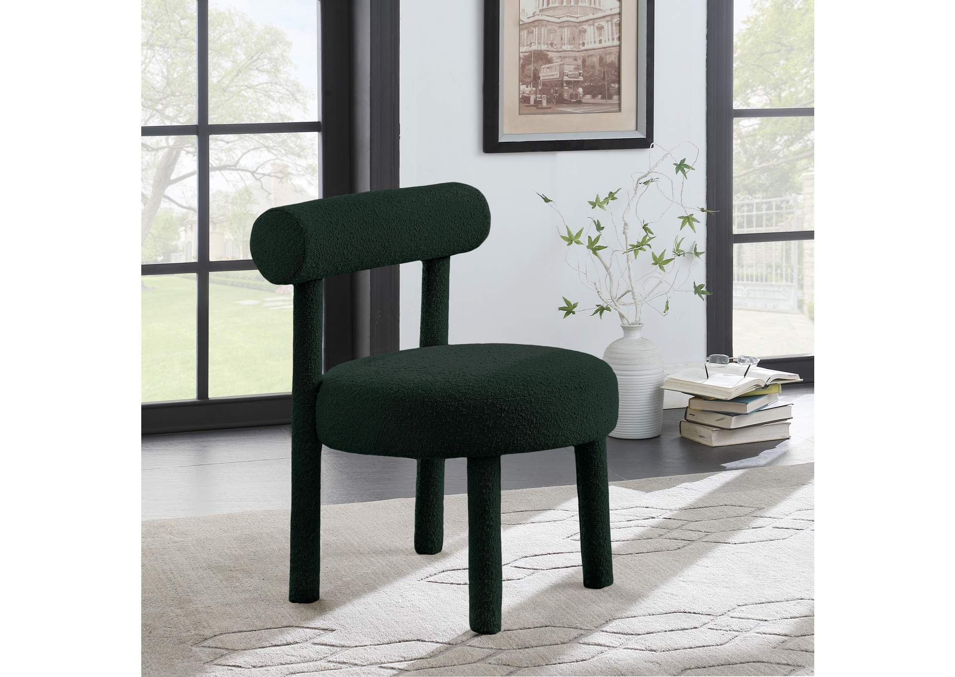 Parlor Green Boucle Fabric Accent Chair,Meridian Furniture