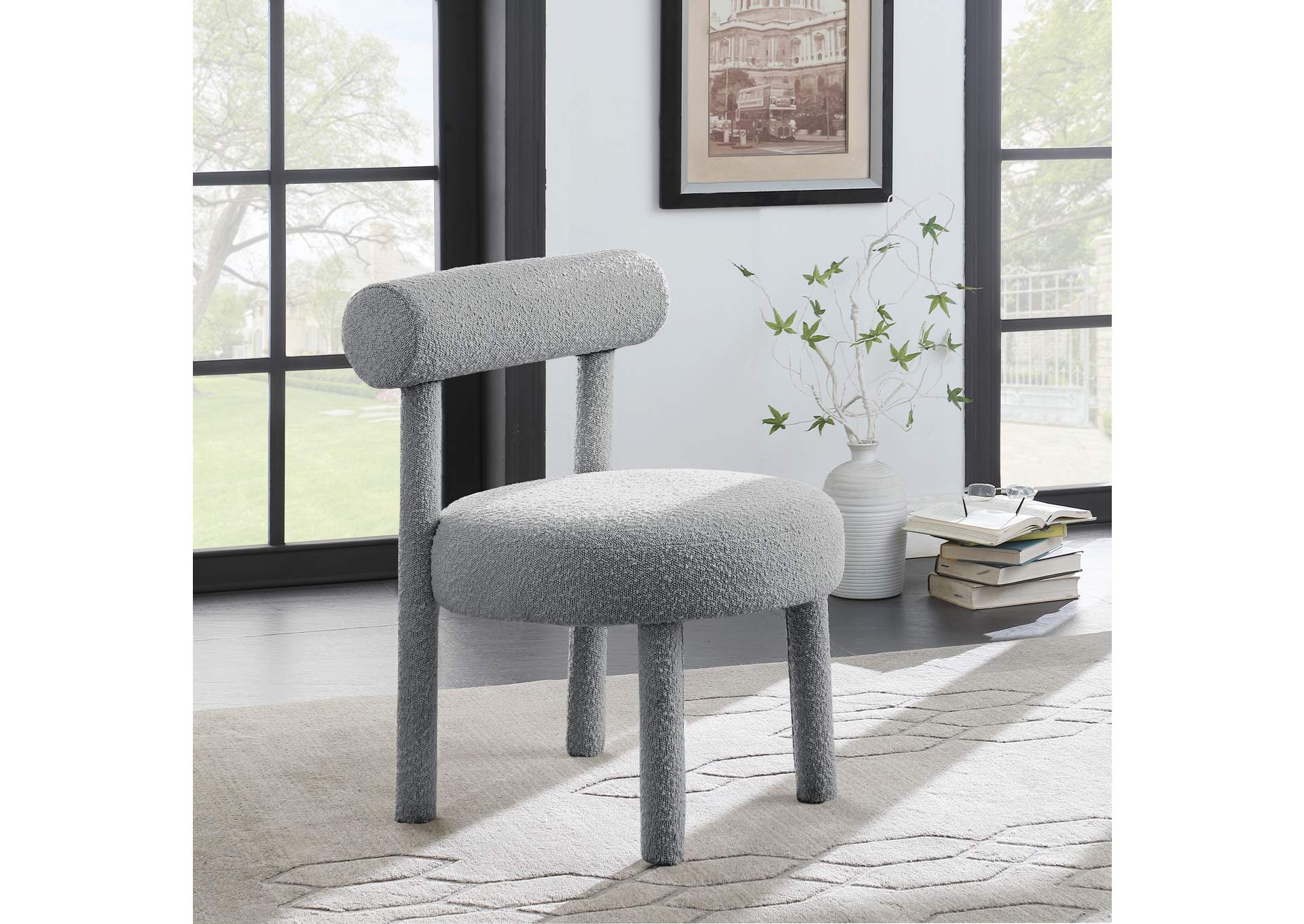 Parlor Grey Boucle Fabric Accent Chair,Meridian Furniture