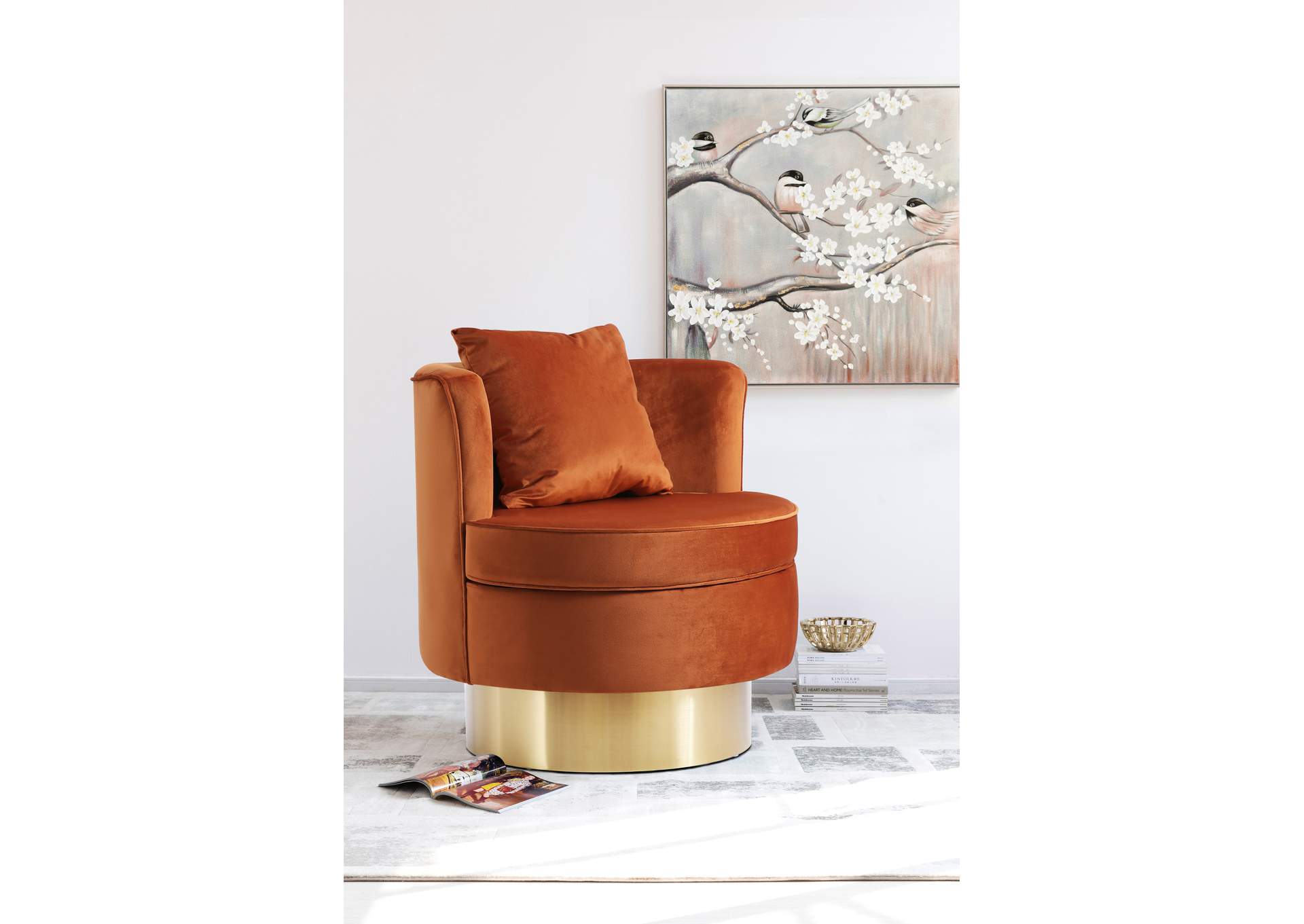 Kendra Cognac Velvet Accent Chair,Meridian Furniture