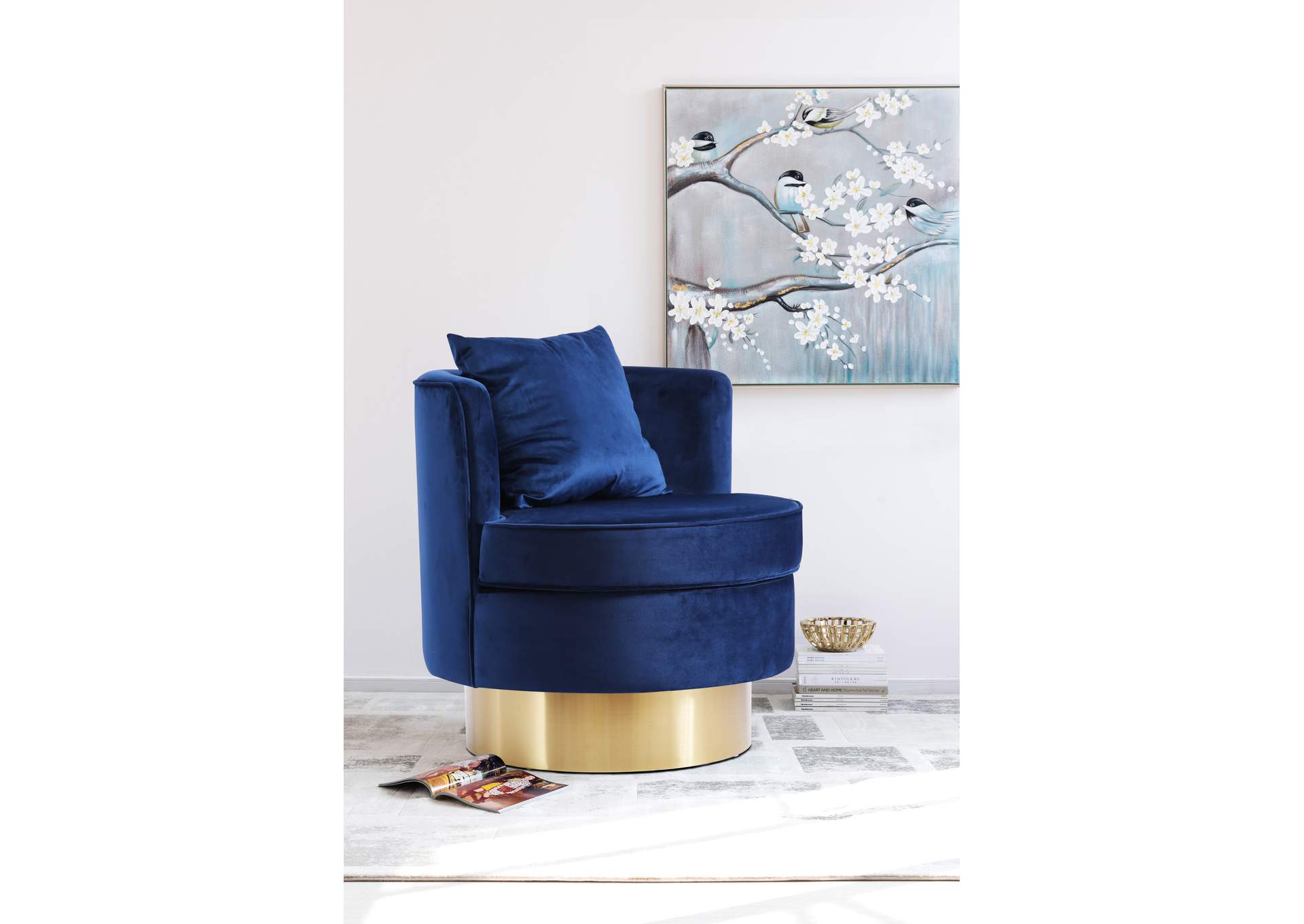 Kendra Navy Velvet Accent Chair,Meridian Furniture