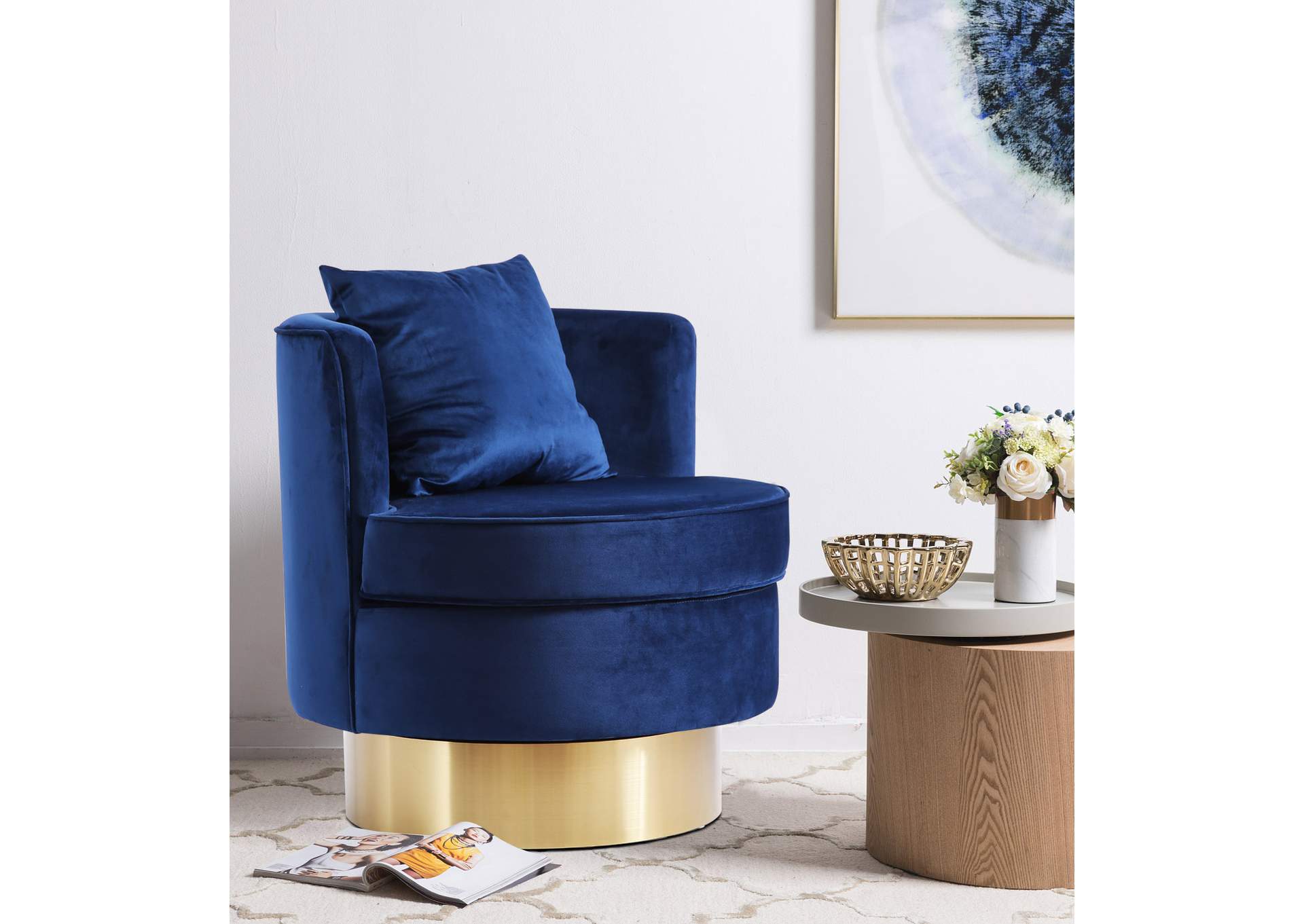 Kendra Navy Velvet Accent Chair,Meridian Furniture