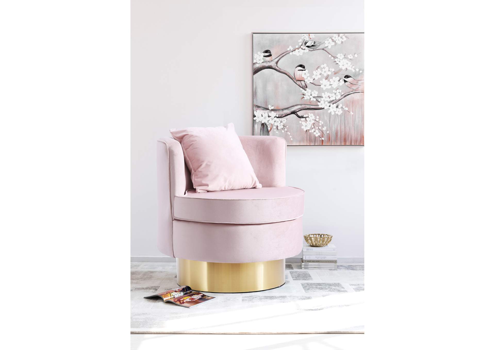 Kendra Pink Velvet Accent Chair,Meridian Furniture