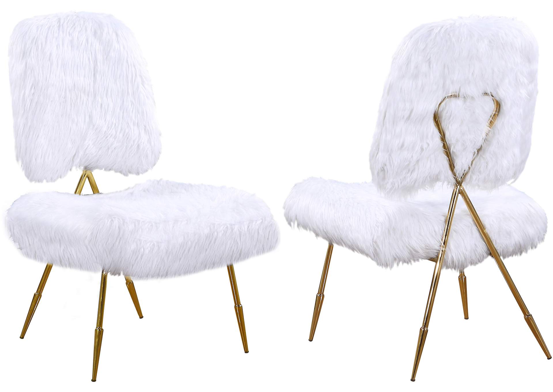 Magnolia White Faux Fur Accent Chair,Meridian Furniture