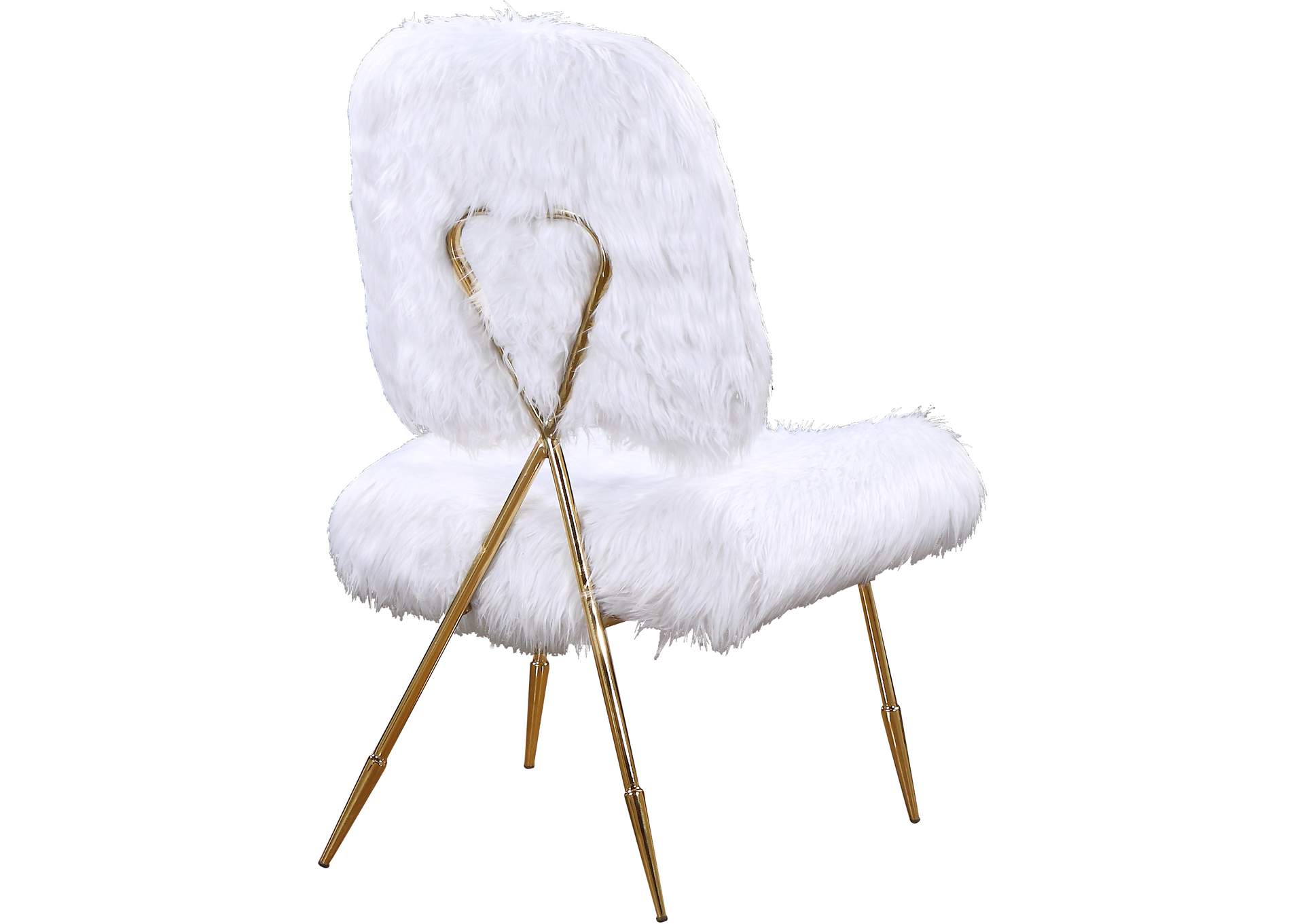 Magnolia White Faux Fur Accent Chair,Meridian Furniture