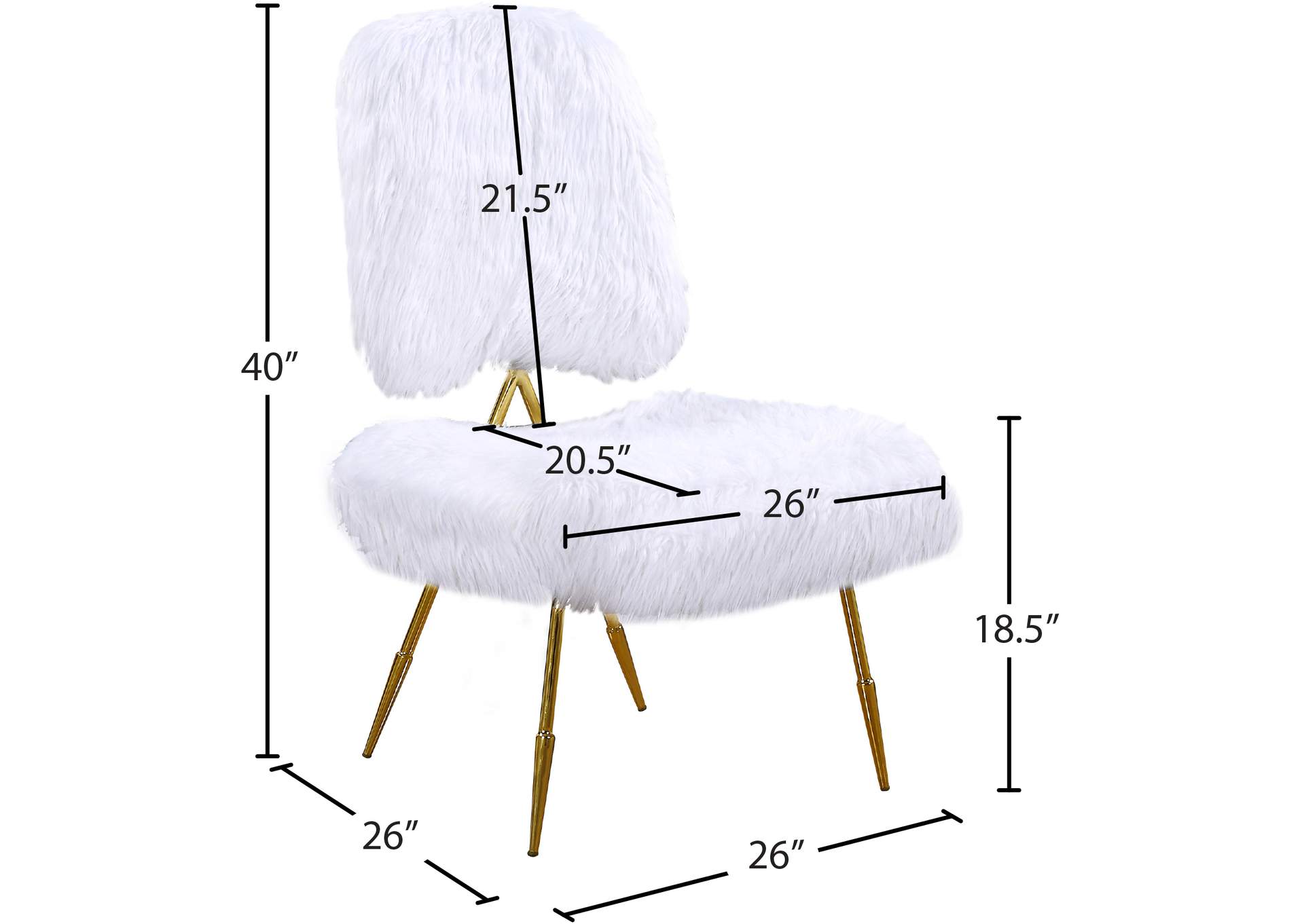 Magnolia White Faux Fur Accent Chair,Meridian Furniture