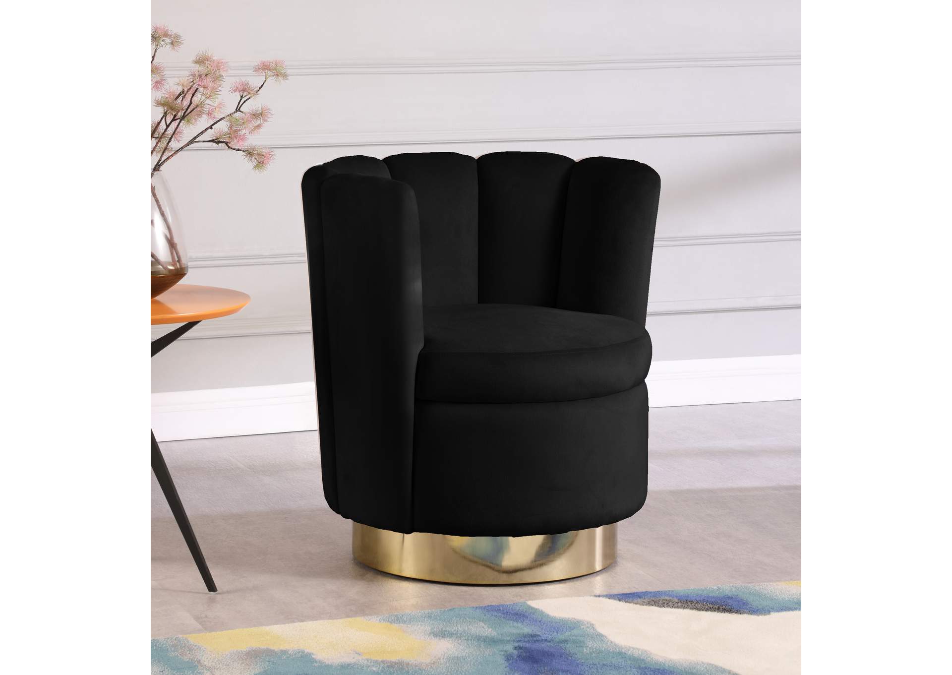 Lily Black Velvet Accent Chair,Meridian Furniture