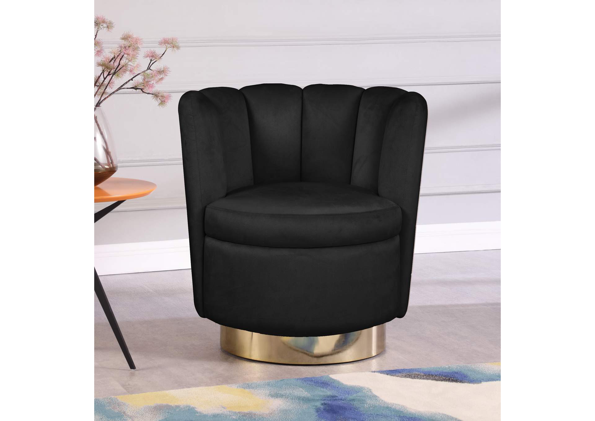 Lily Black Velvet Accent Chair,Meridian Furniture