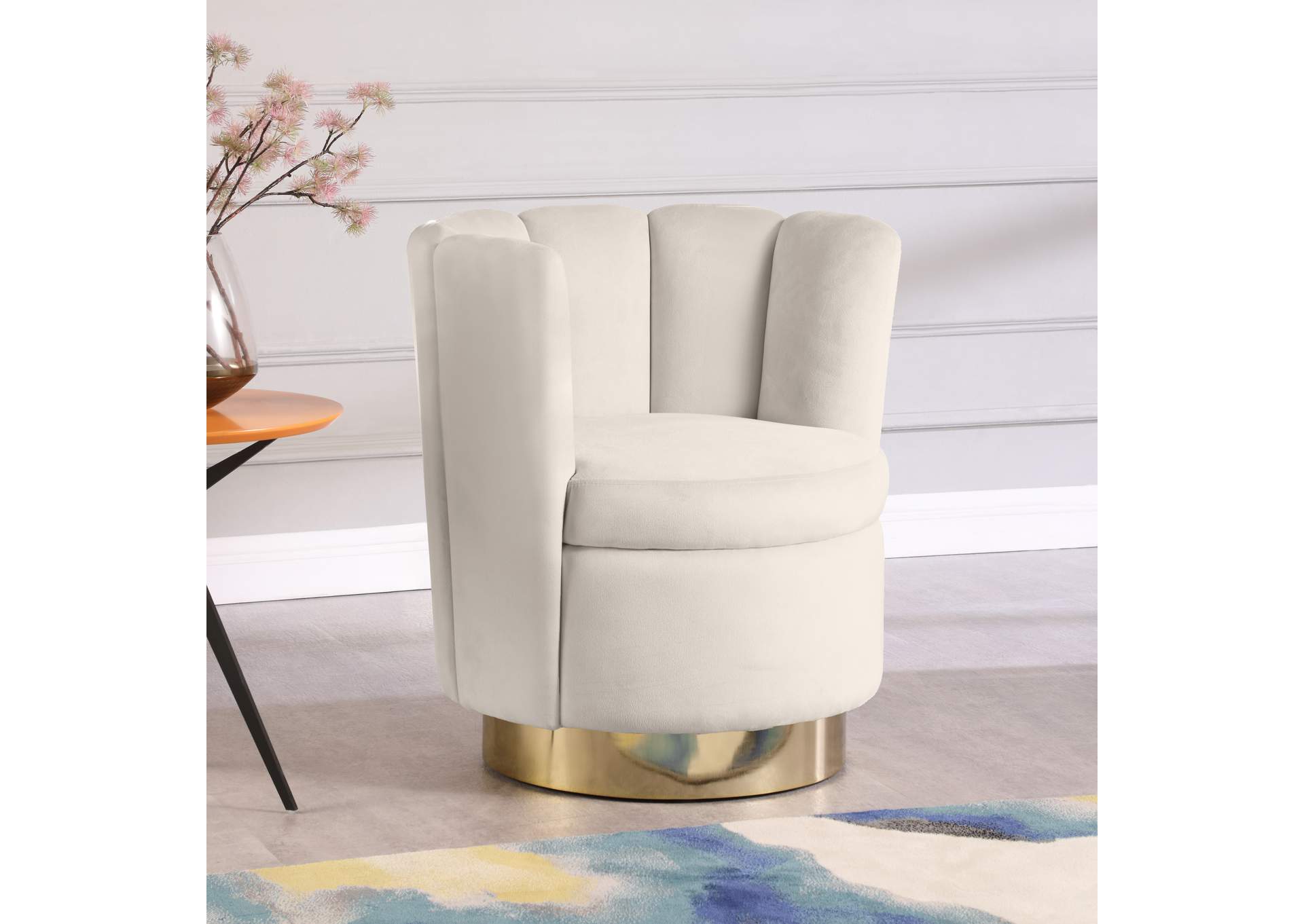 Lily Cream Velvet Accent Chair,Meridian Furniture