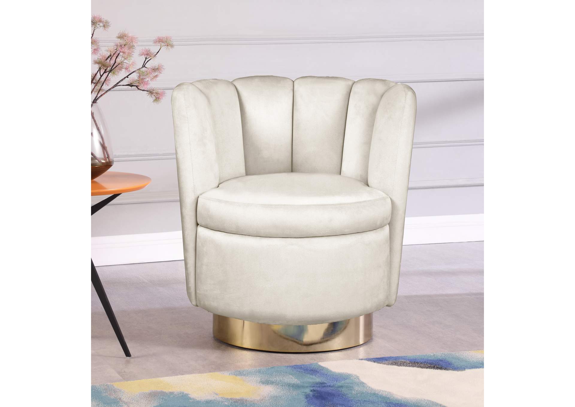 Lily Cream Velvet Accent Chair,Meridian Furniture