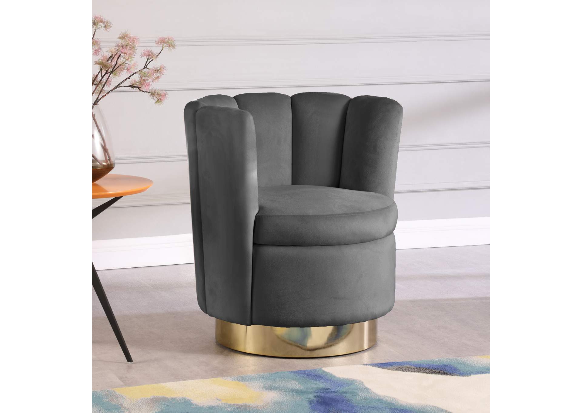 Lily Grey Velvet Accent Chair,Meridian Furniture