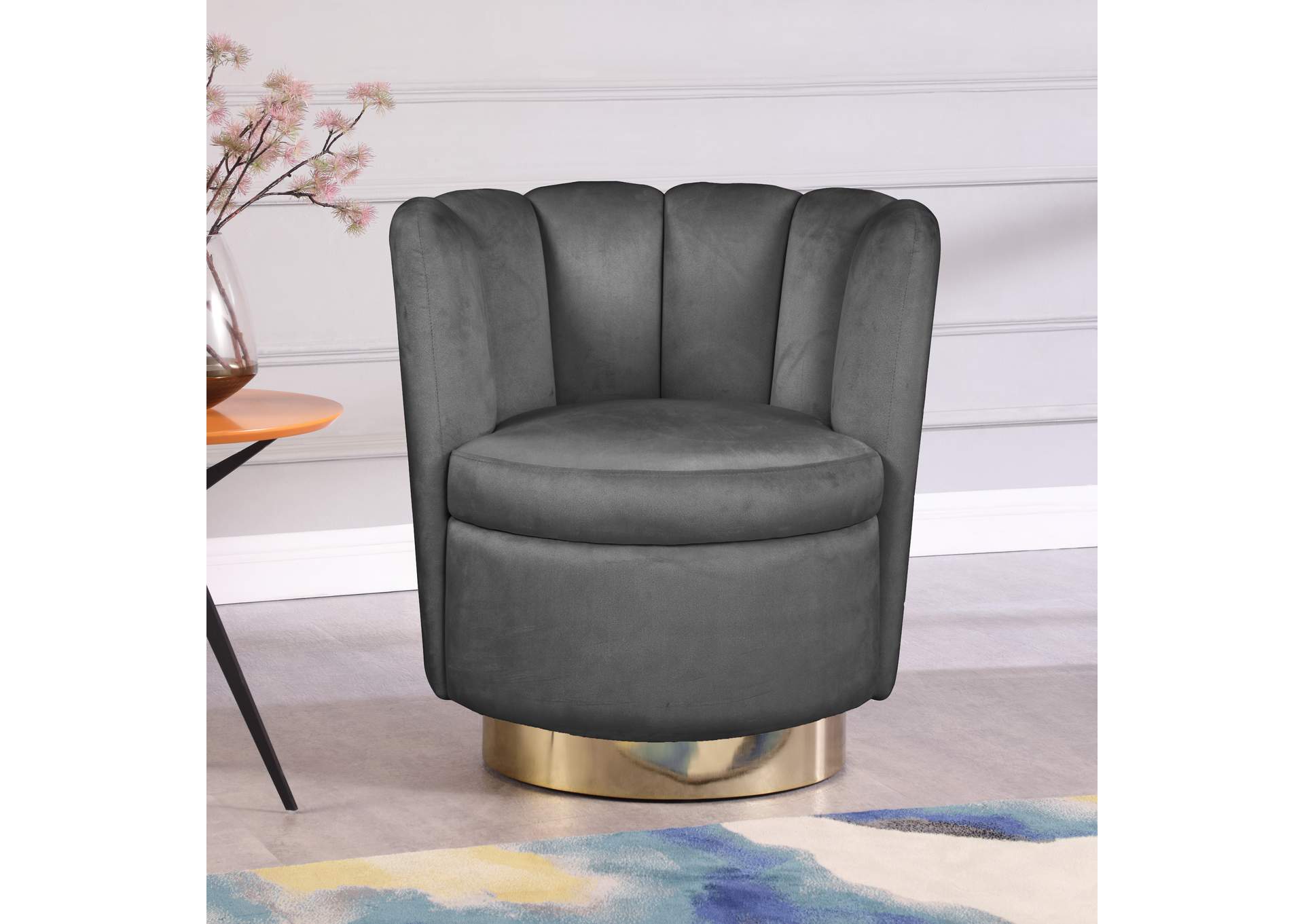 Lily Grey Velvet Accent Chair,Meridian Furniture