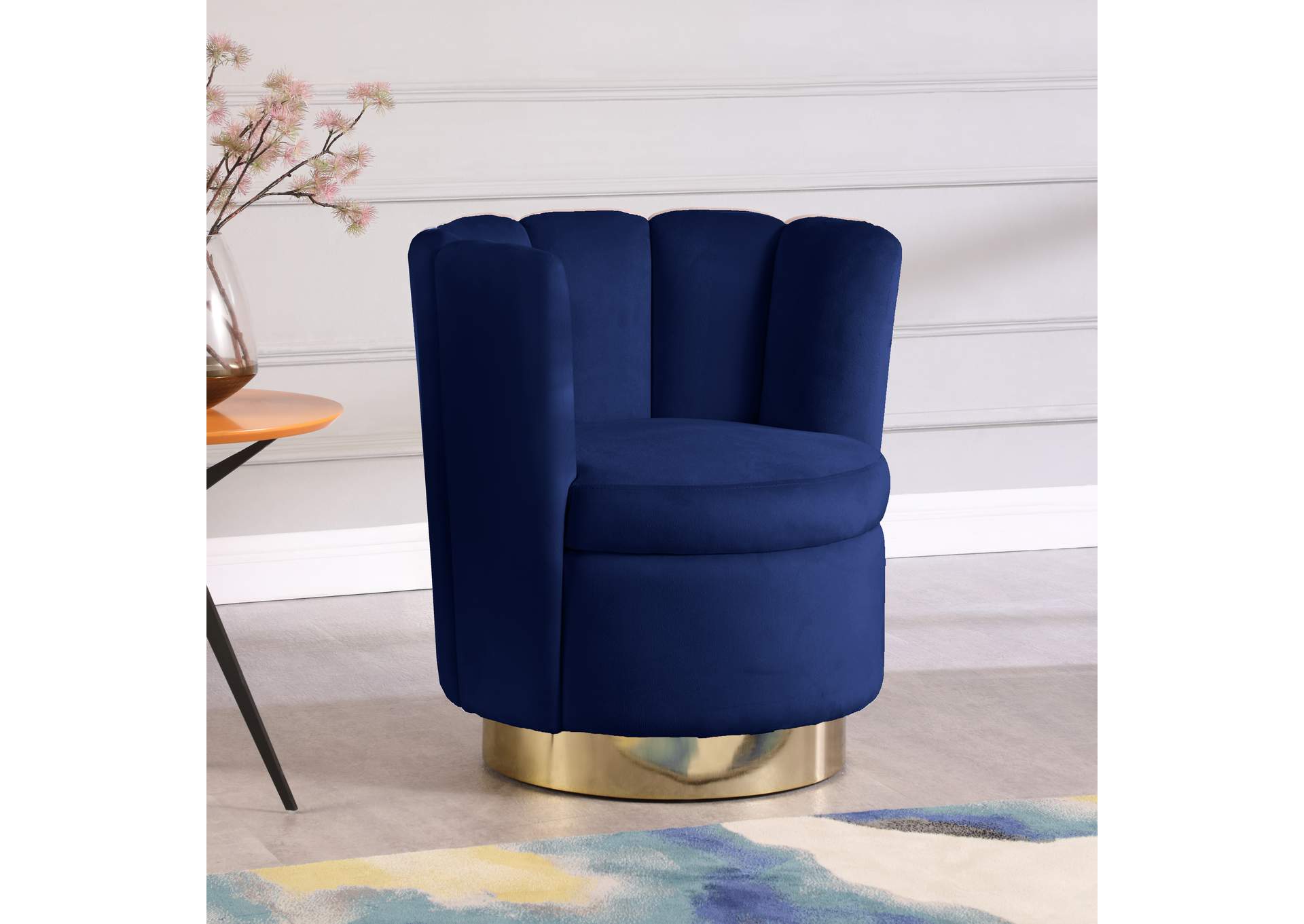 Lily Navy Velvet Accent Chair,Meridian Furniture