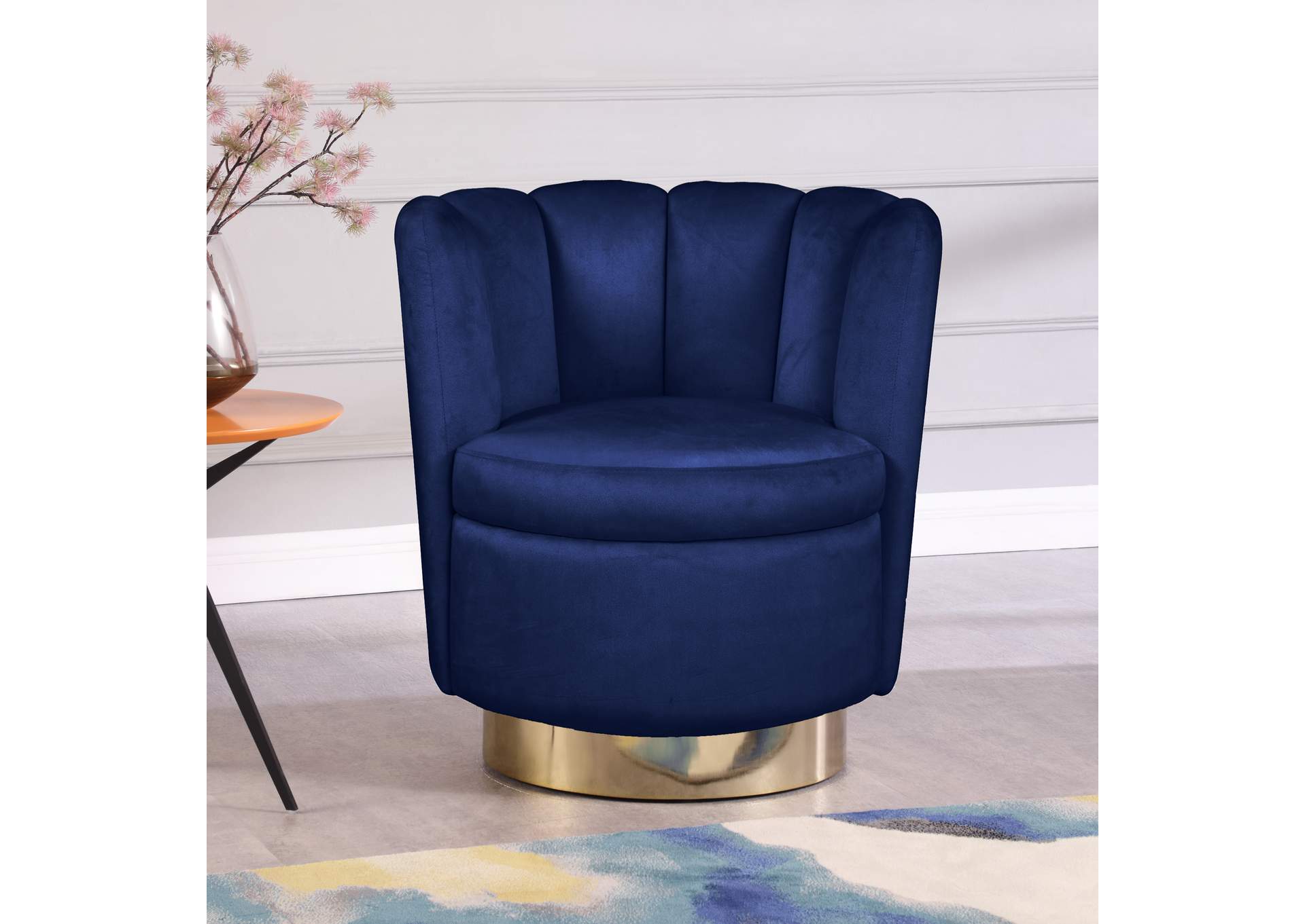 Lily Navy Velvet Accent Chair,Meridian Furniture