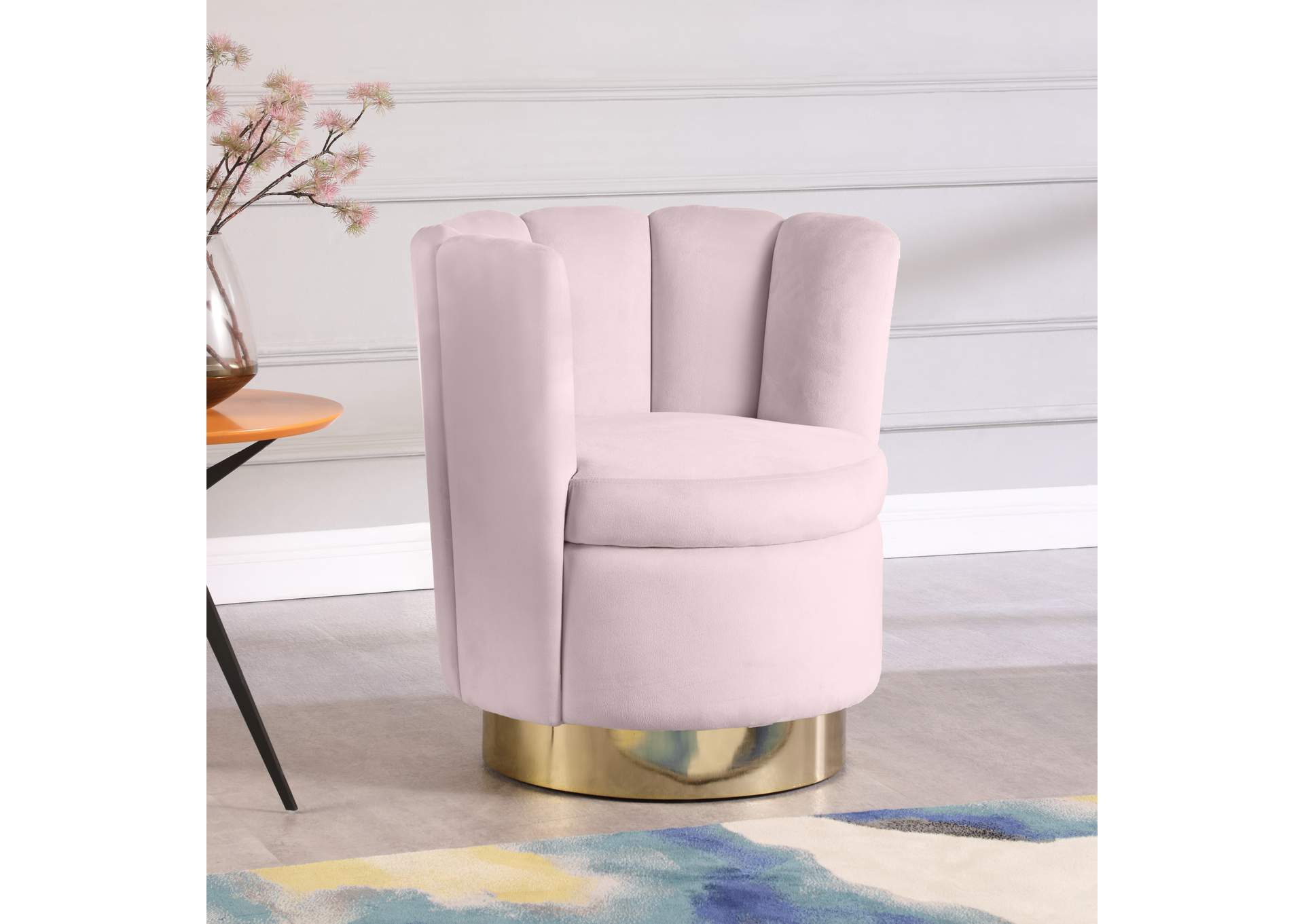 Lily Pink Velvet Accent Chair,Meridian Furniture