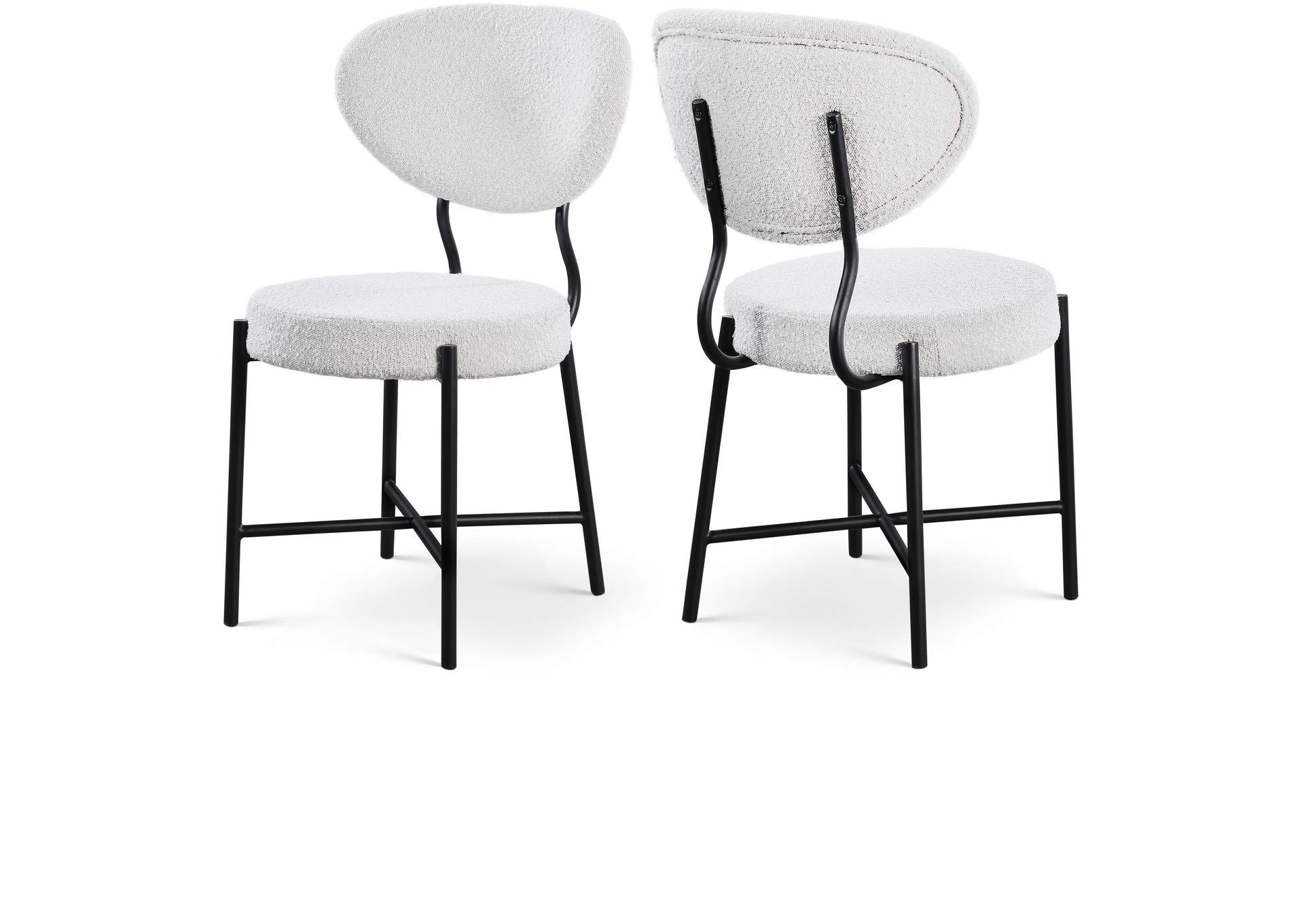 Allure Cream Boucle Fabric Dining Chair Set of 2,Meridian Furniture