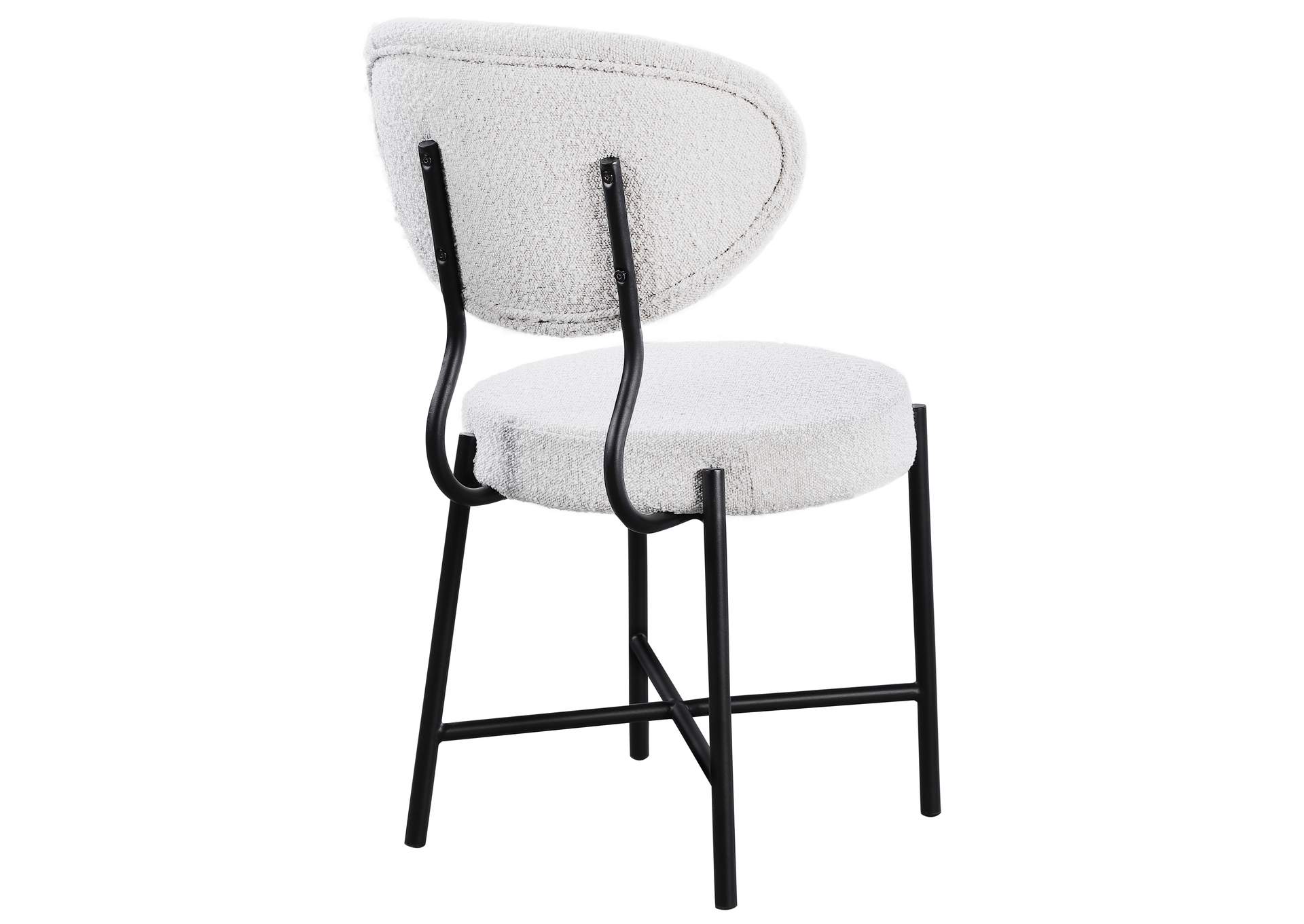 Allure Cream Boucle Fabric Dining Chair Set of 2,Meridian Furniture