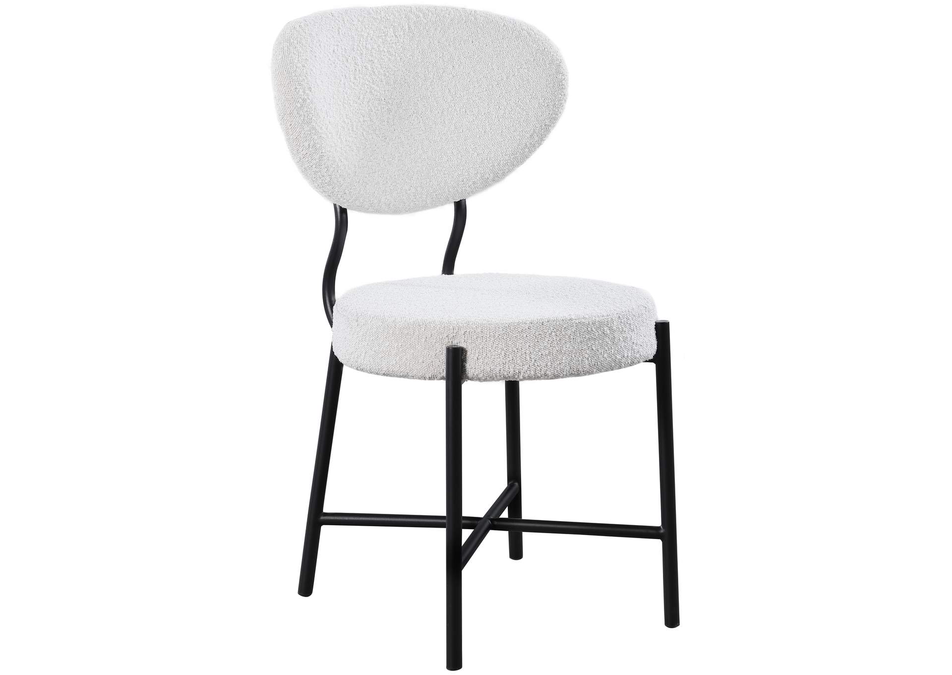 Allure Cream Boucle Fabric Dining Chair Set of 2,Meridian Furniture