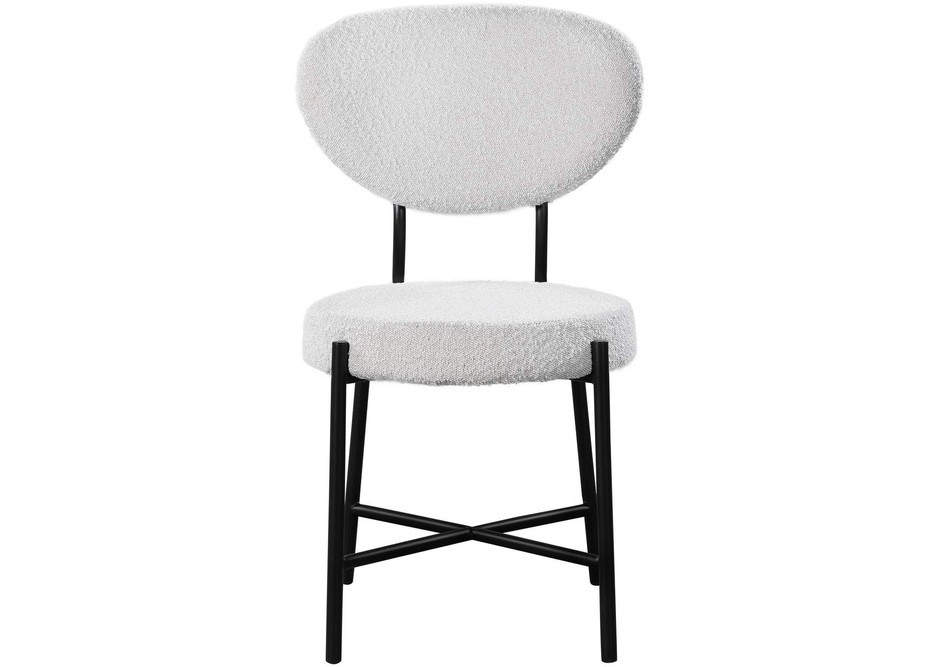 Allure Cream Boucle Fabric Dining Chair Set of 2,Meridian Furniture