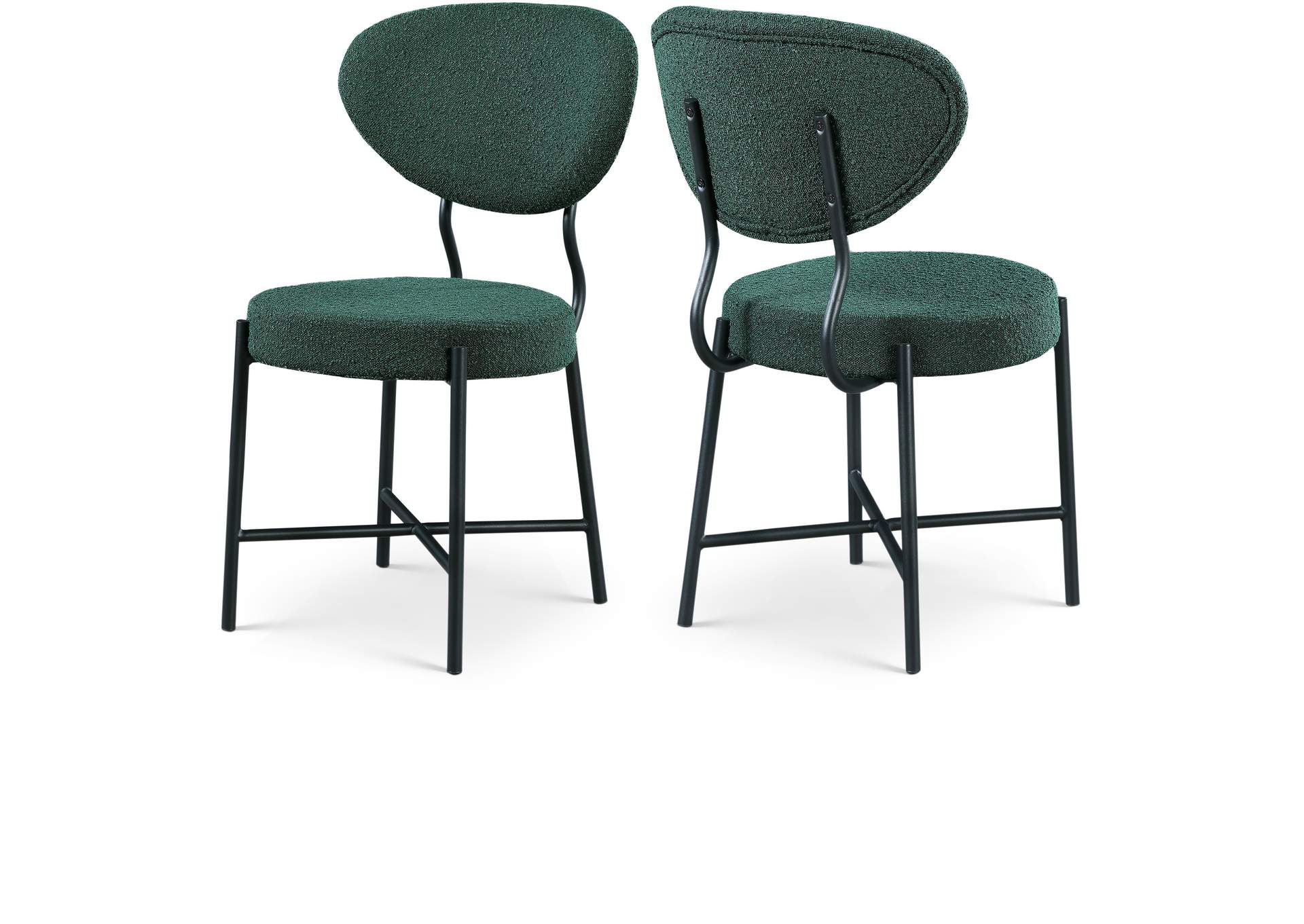 Allure Green Boucle Fabric Dining Chair Set of 2,Meridian Furniture