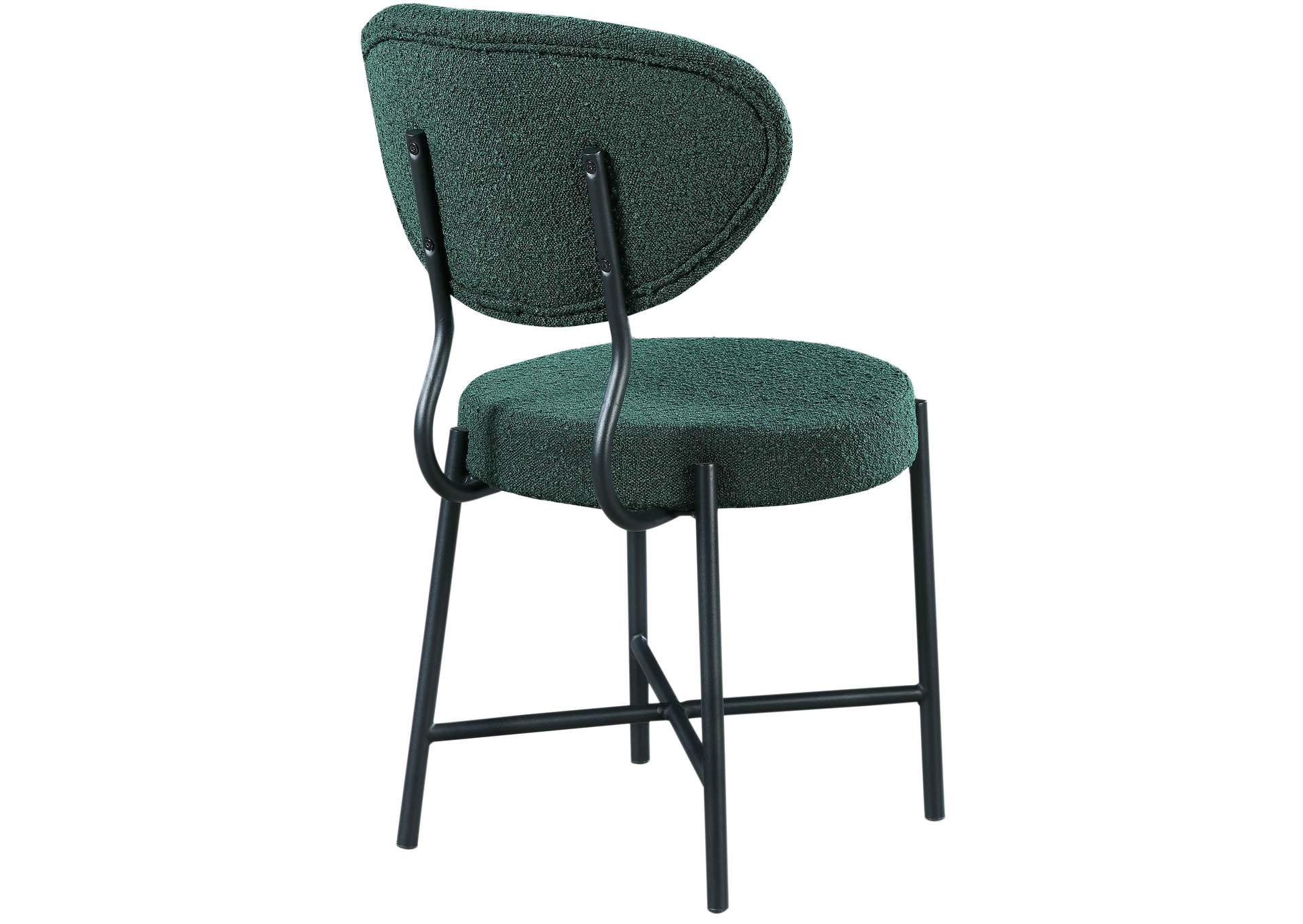 Allure Green Boucle Fabric Dining Chair Set of 2,Meridian Furniture